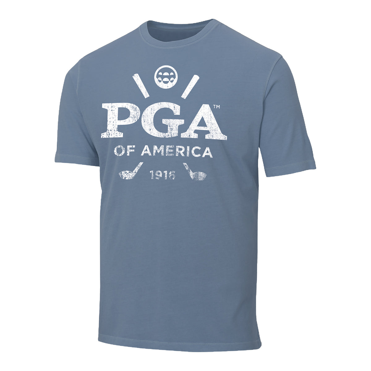 Ahead PGA of America Distressed Print Shirt in Denim - Front View