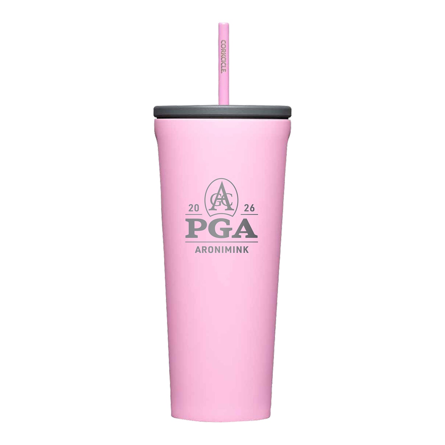 Corkcicle 2026 PGA Championship 24oz Cold Cup in Sun-Soaked Pink - Front View