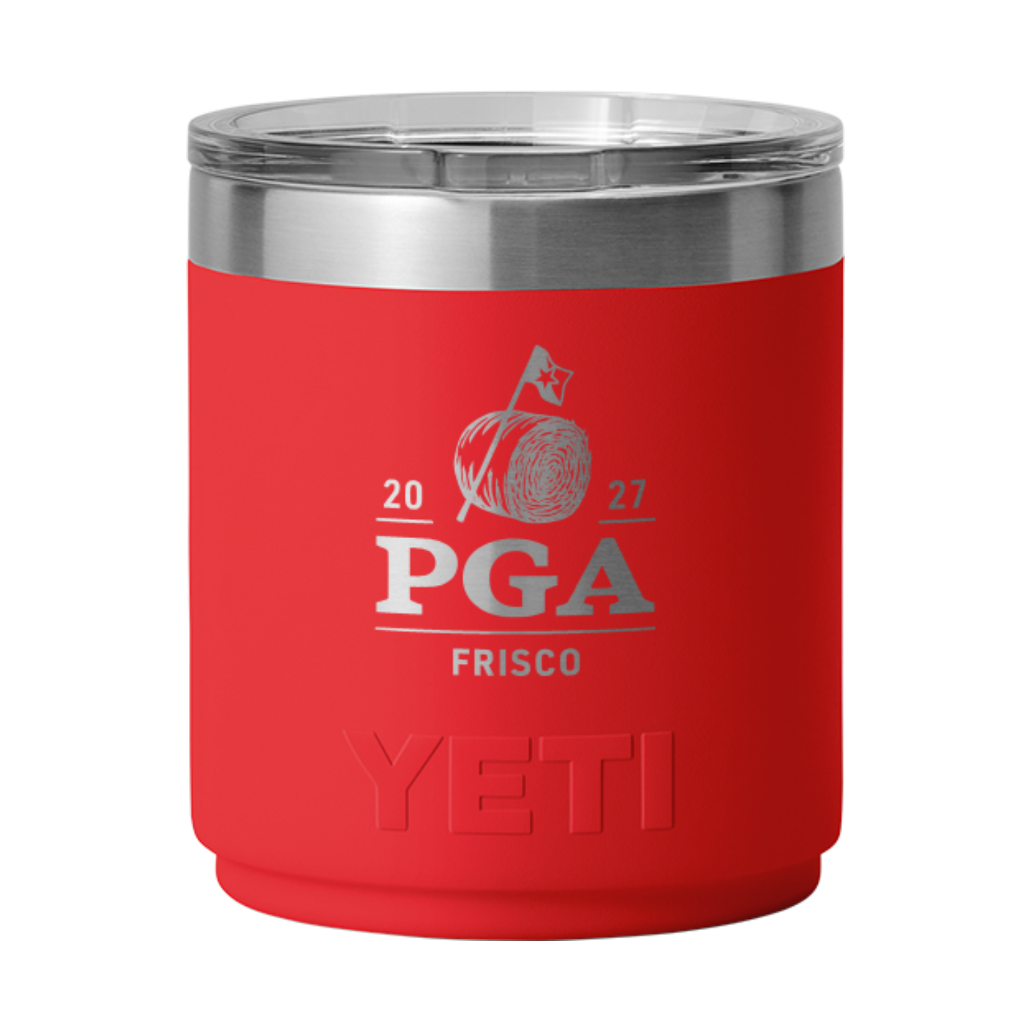 YETI 2027 PGA Championship 10oz Stackable Rambler Lowball in Red - Front