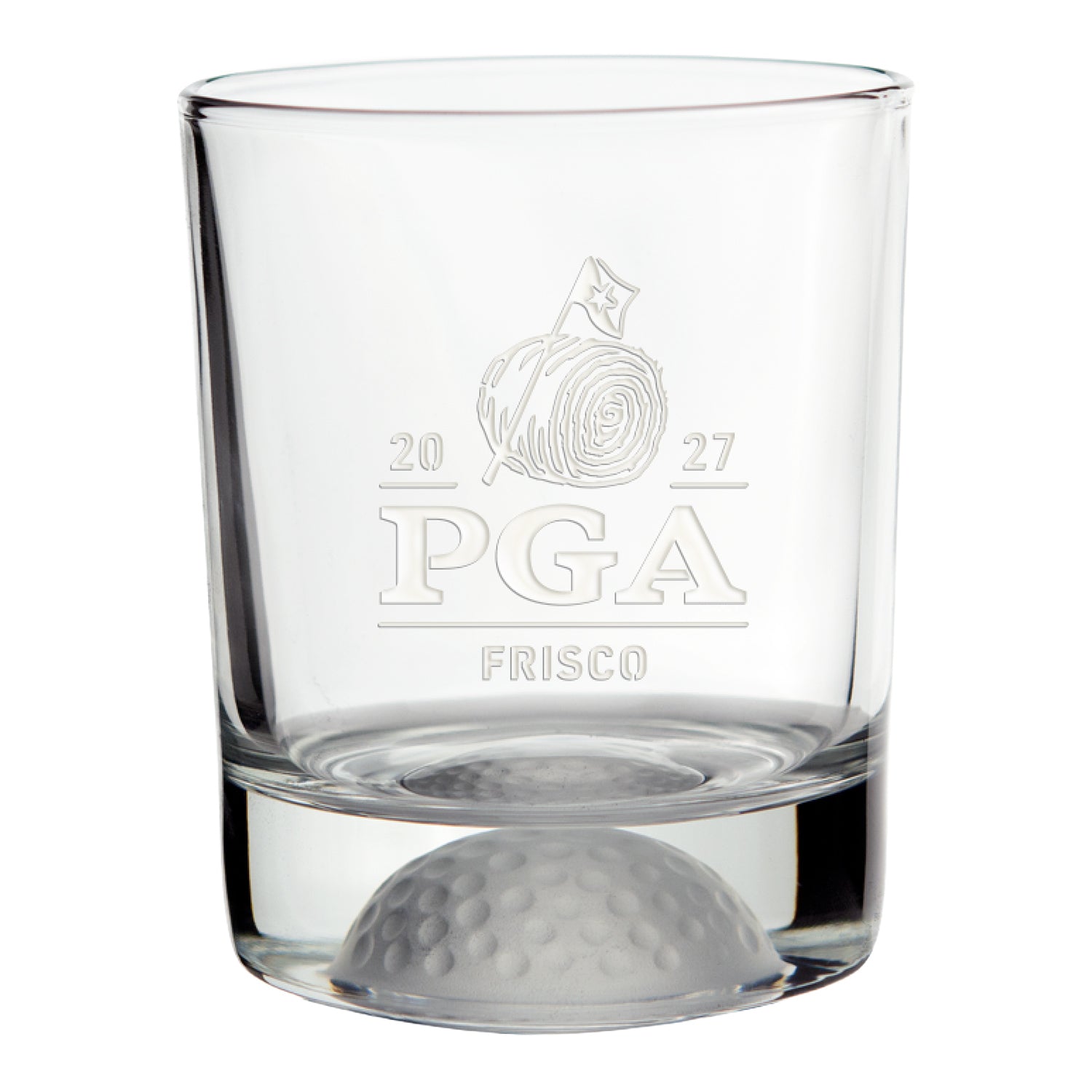 Sterling Cut Silver 2027 PGA Championship Old Fashioned Glass Set of 2 - Front