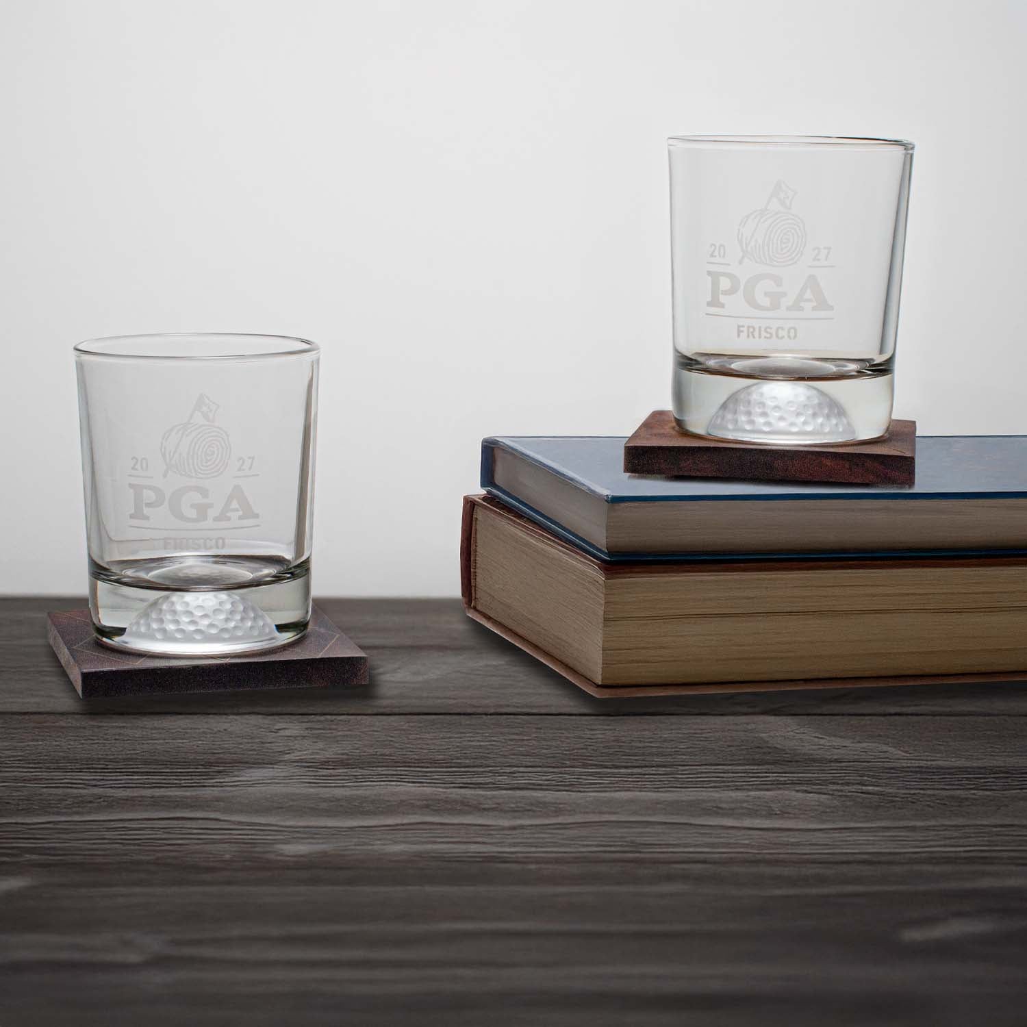 Sterling Cut Silver 2027 PGA Championship Old Fashioned Glass Set of 2 - Front