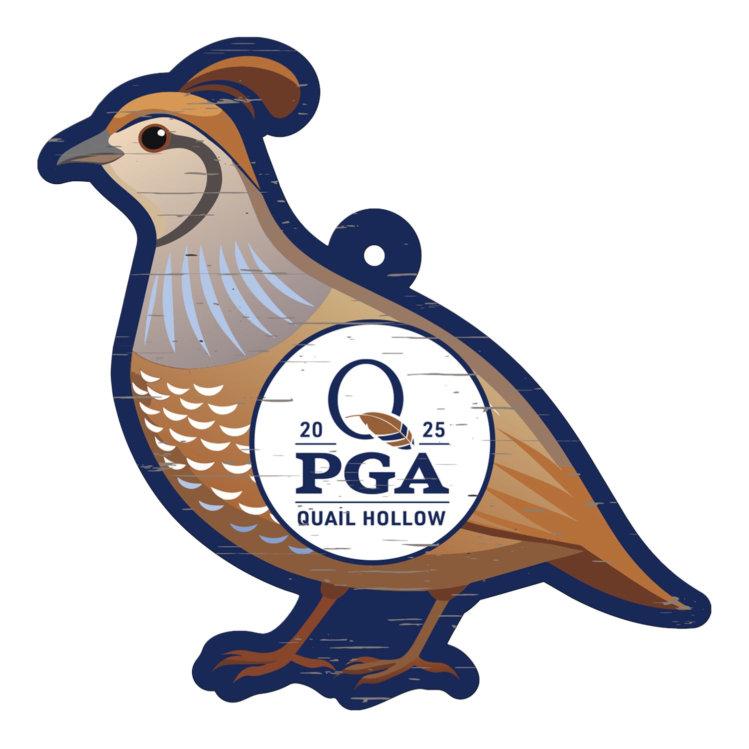 Signs by the Sea 2025 PGA Championship Wooden Quail Ornament - Front View