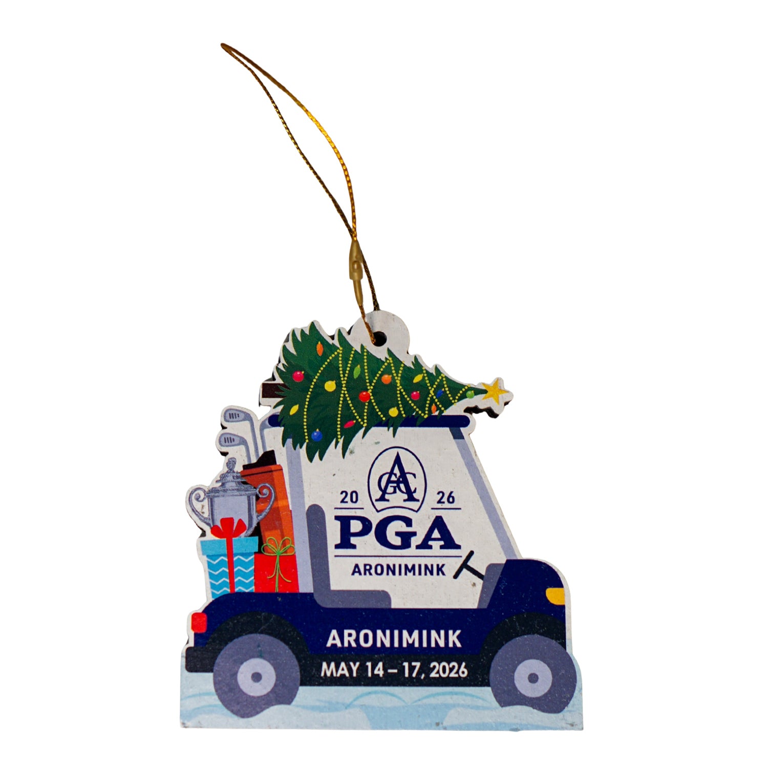 Signs by the Sea 2026 PGA Championship Wood Golf Cart Ornament - Front View