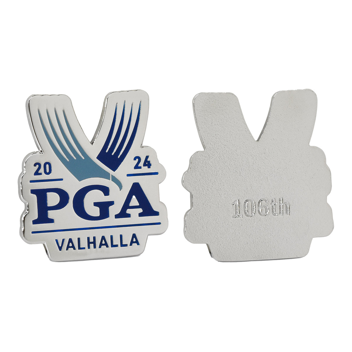 PRG Americas 2024 PGA Championship Hard Enamel Four Piece Ballmarker Set - Valhalla - Front &amp; Back View