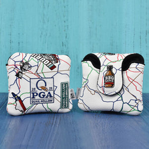 PRG Golf 2025 PGA Championship All Over NC Map Mallet Cover in White and Multi - Front and Back View Stylized  