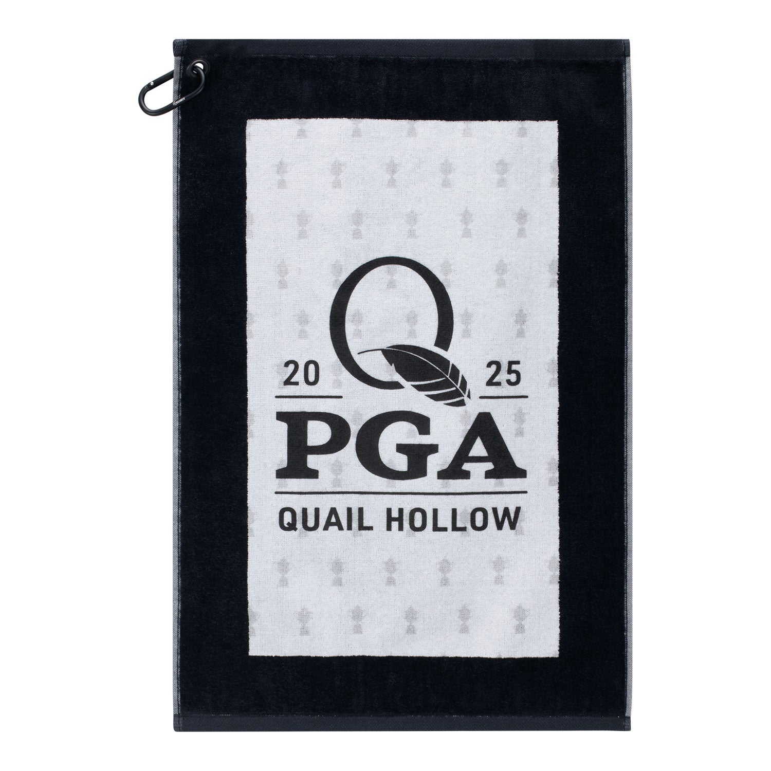 Dynamic 2025 PGA Championship Hi-Def Edge Towel with Tonal Trophy Pattern in Black - Front View