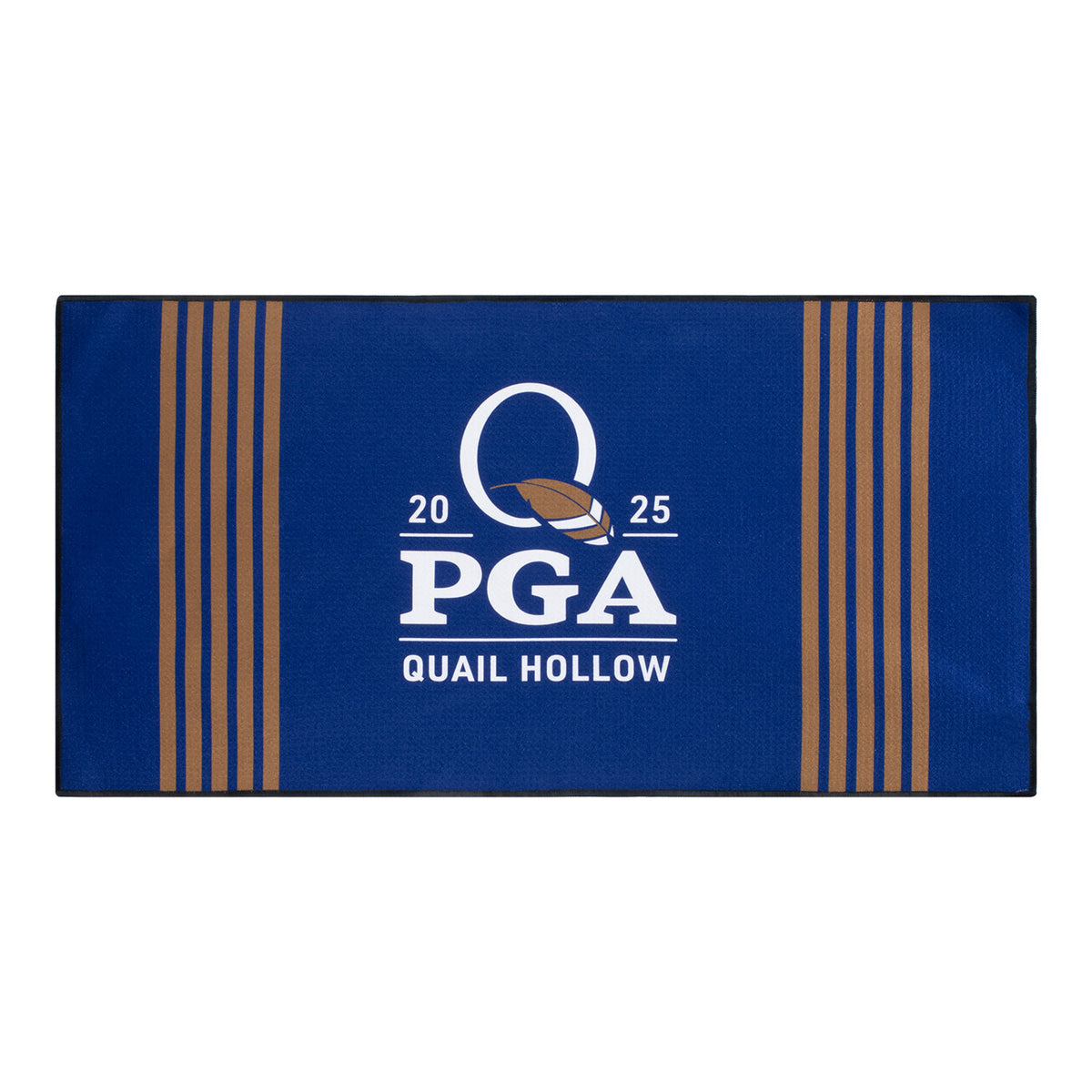 Dynamic 2025 PGA Championship Ultimate Microfiber Towel in Navy and Brown Stripe - Front View