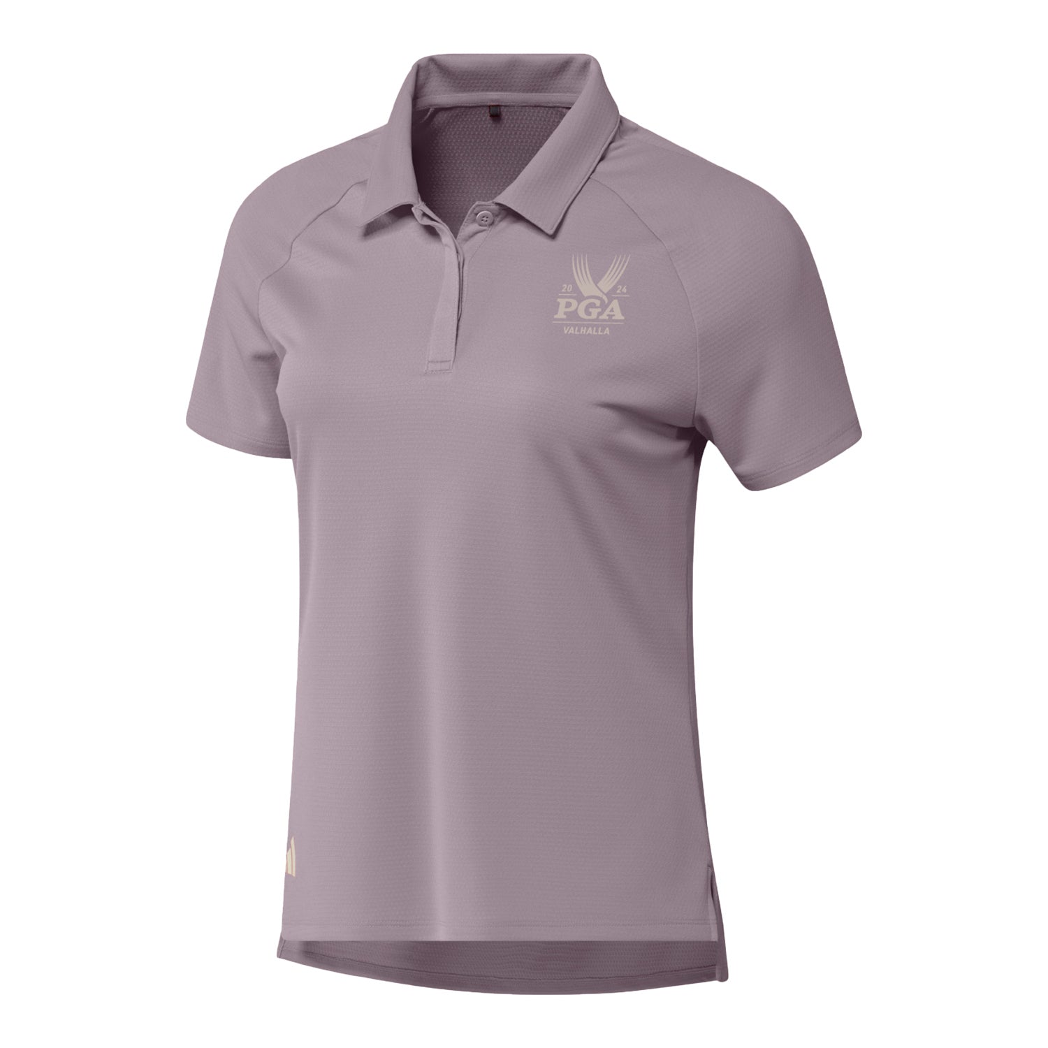 Adidas 2024 PGA Championship Ladies Heat Ready Polo in Preloved Fig In Purple - Front View