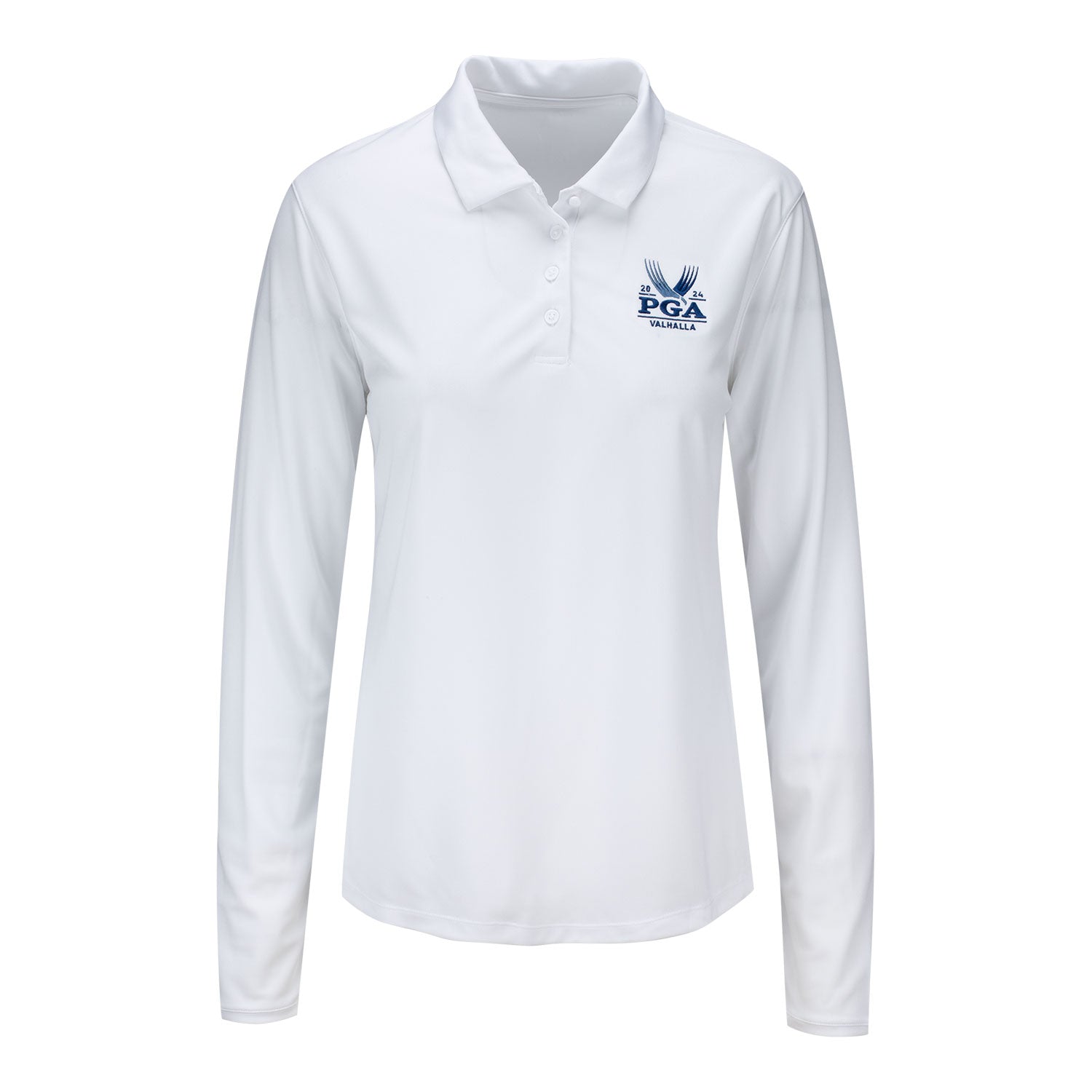 Nike 2024 PGA Championship Women's Long Sleeve Polo in White - Front View