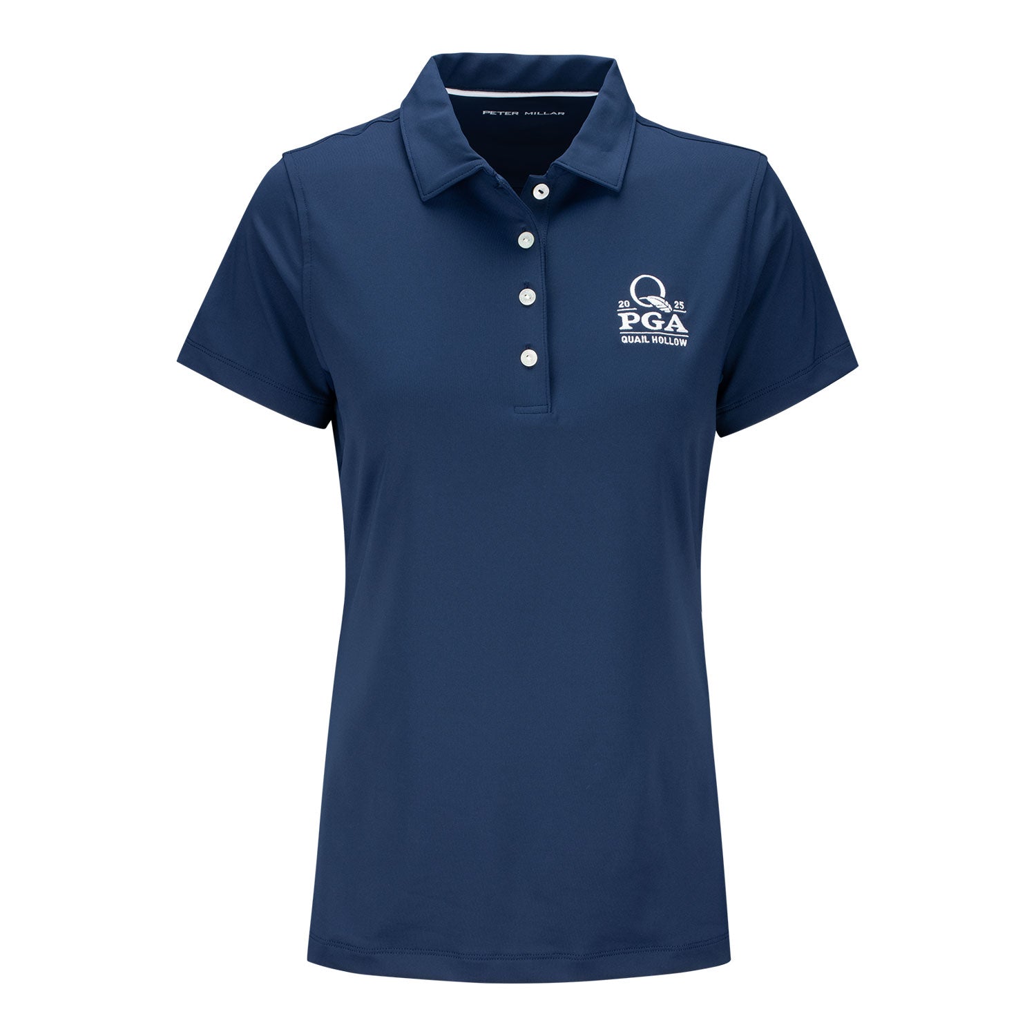 Peter Millar 2025 PGA Championship Women's Short Sleeve Button Polo in Navy - Front View