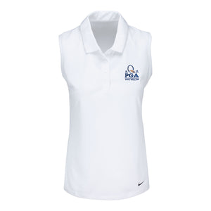 Nike 2025 PGA Championship Ladies Victory Sleeveless Polo in White - Front View