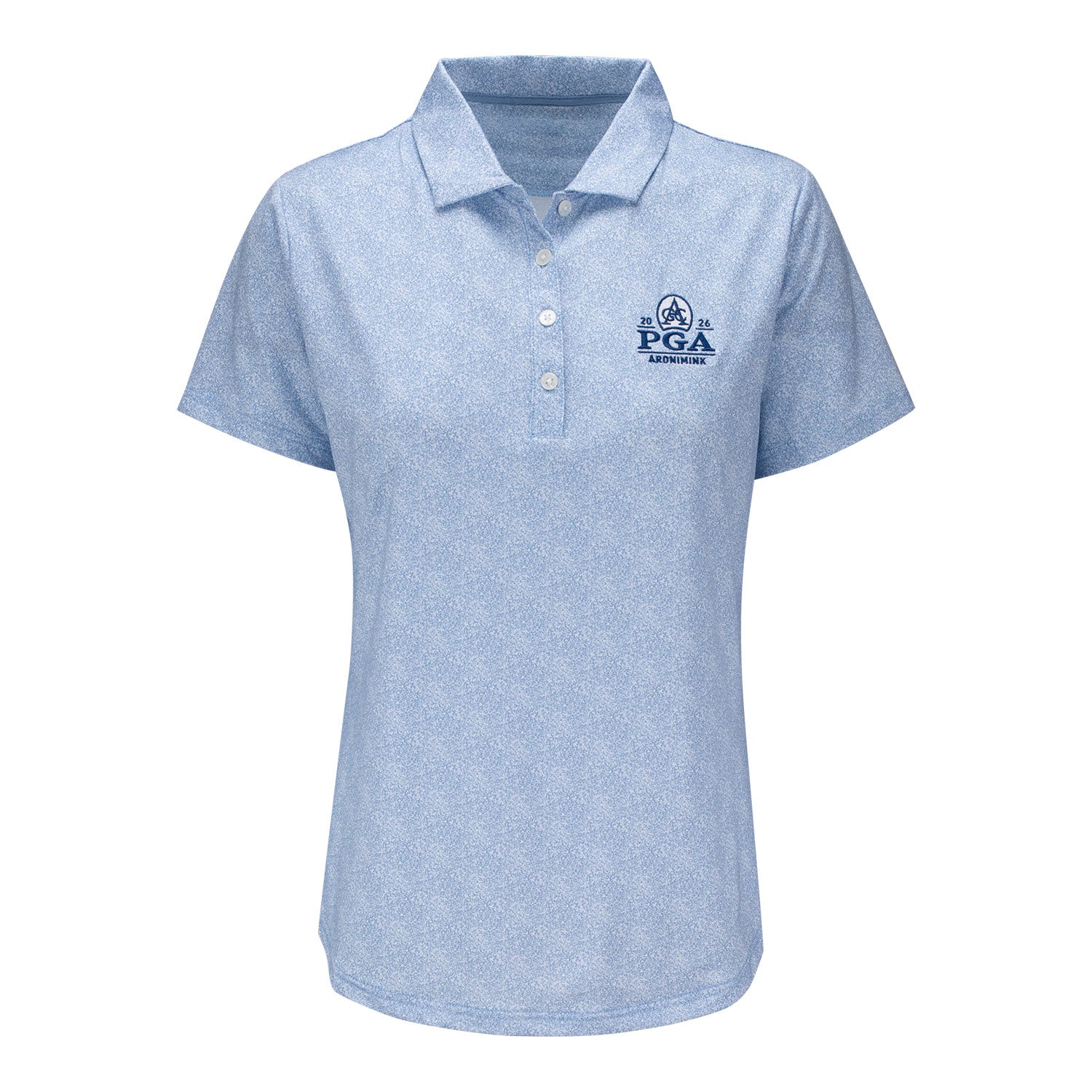 FootJoy 2026 PGA Championship Ladies Speckle Print Polo in Blue Jay - Front View