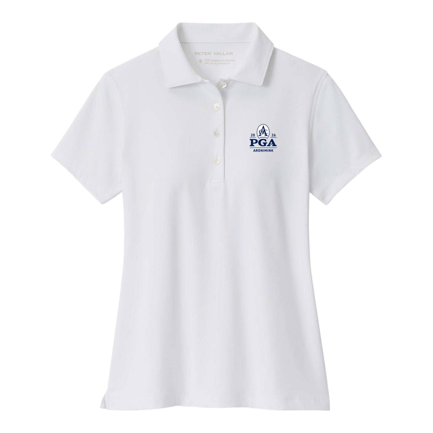 Peter Millar 2026 PGA Championship Ladies Solid Polo in White - Front View