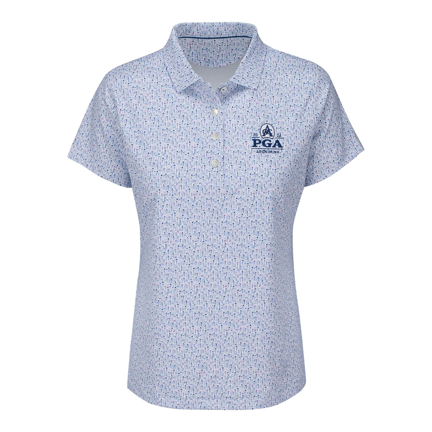 Peter Millar 2026 PGA Championship Women's Fairway Frills Jersey Polo in White - Front View