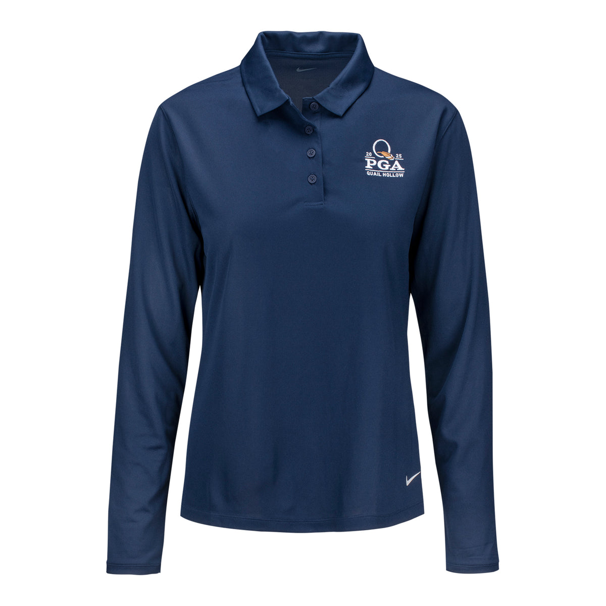 Nike 2025 PGA Championship Women&#39;s Victory Long Sleeve Solid Polo in Navy - Front View