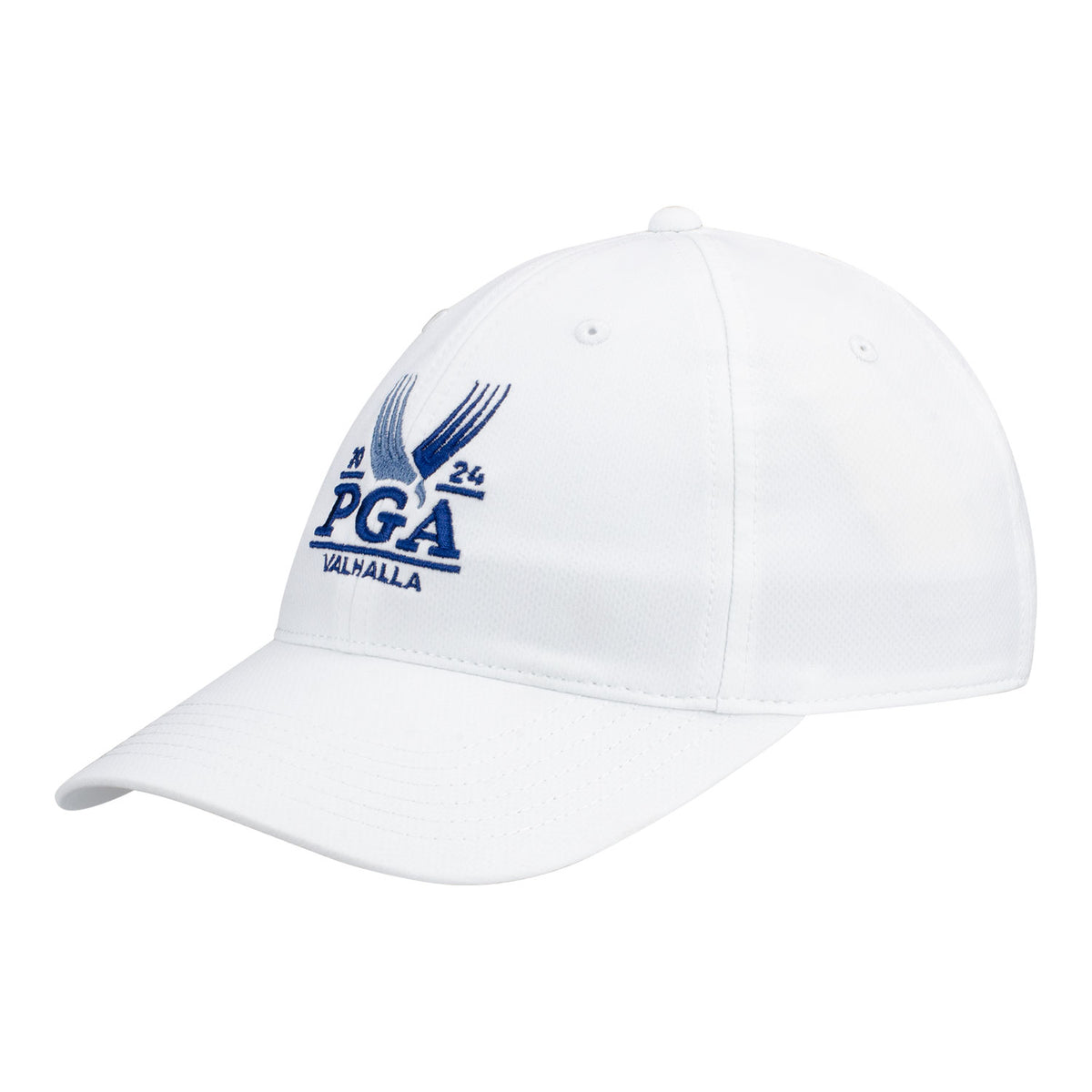 Ahead 2024 PGA Championship Women&#39;s Tech Adjustable Hat in White - Angled Front Left View