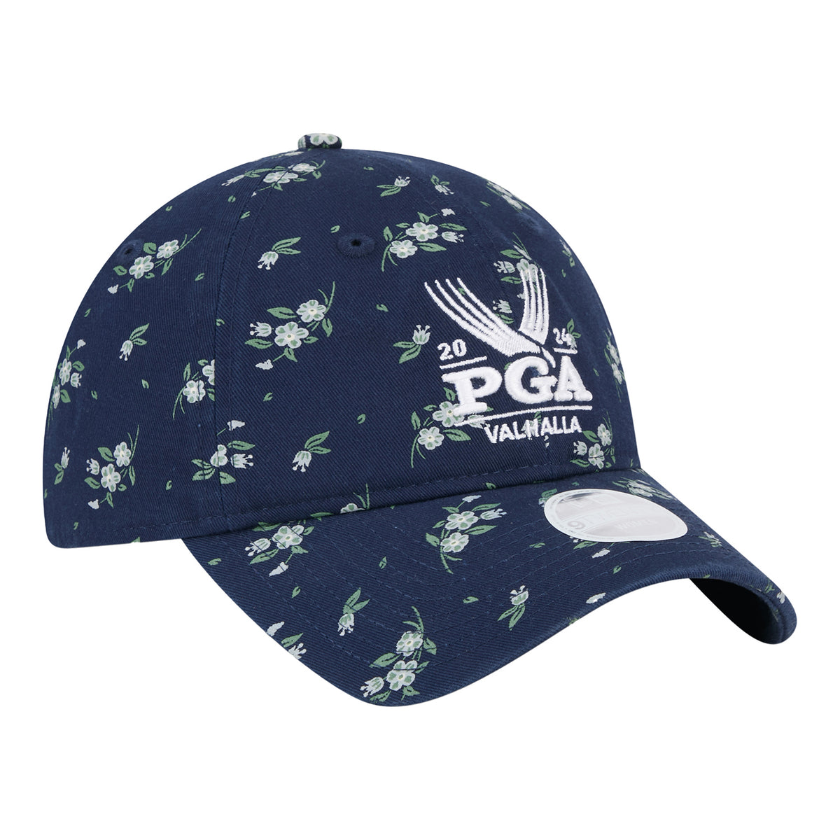 New Era 2024 PGA Championship Ladies Bloom Hat in Navy - Angled Front Right View