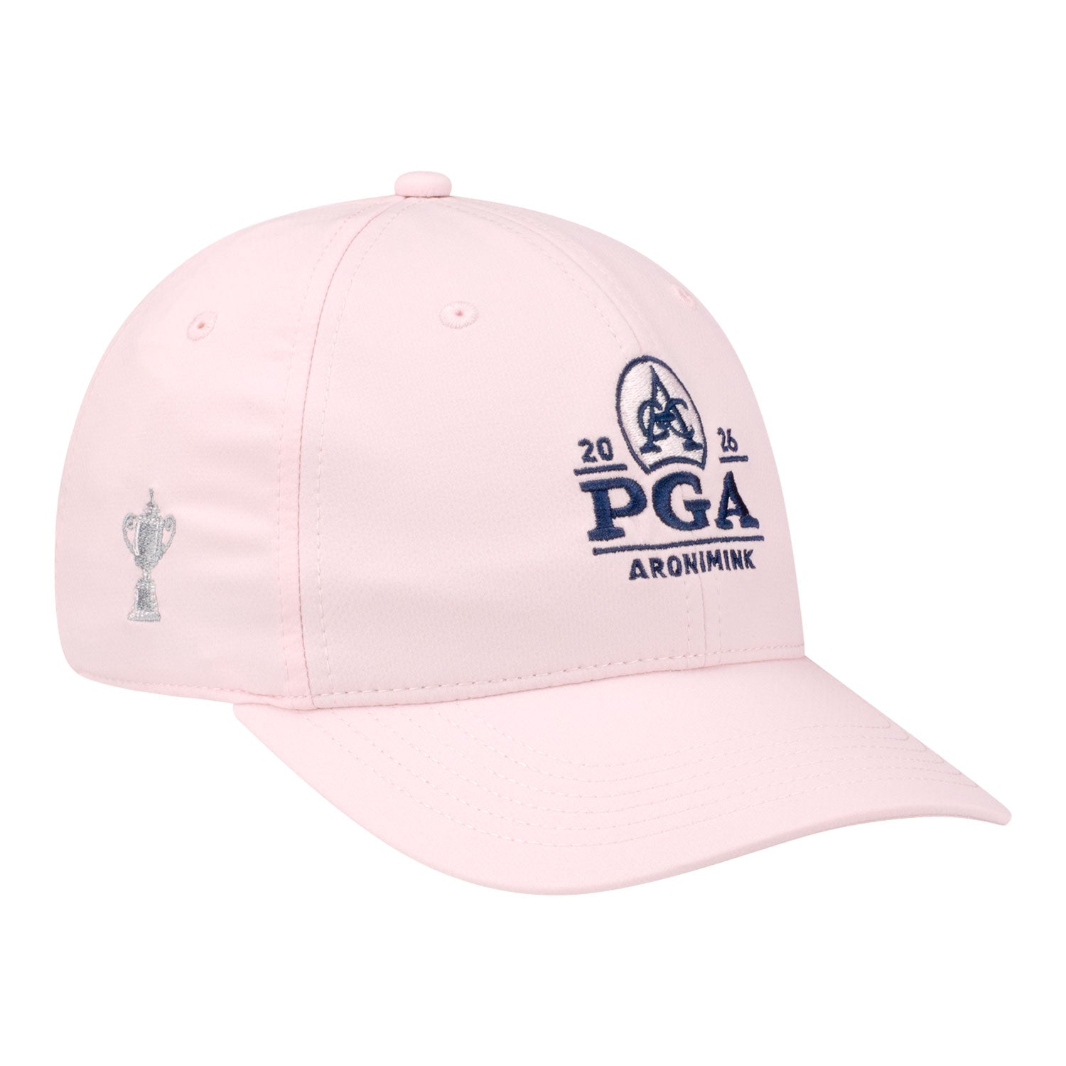 Ahead 2026 PGA Championship Women's Tech Logo & Trophy Hat in Soft Pink - Angled Front Right View