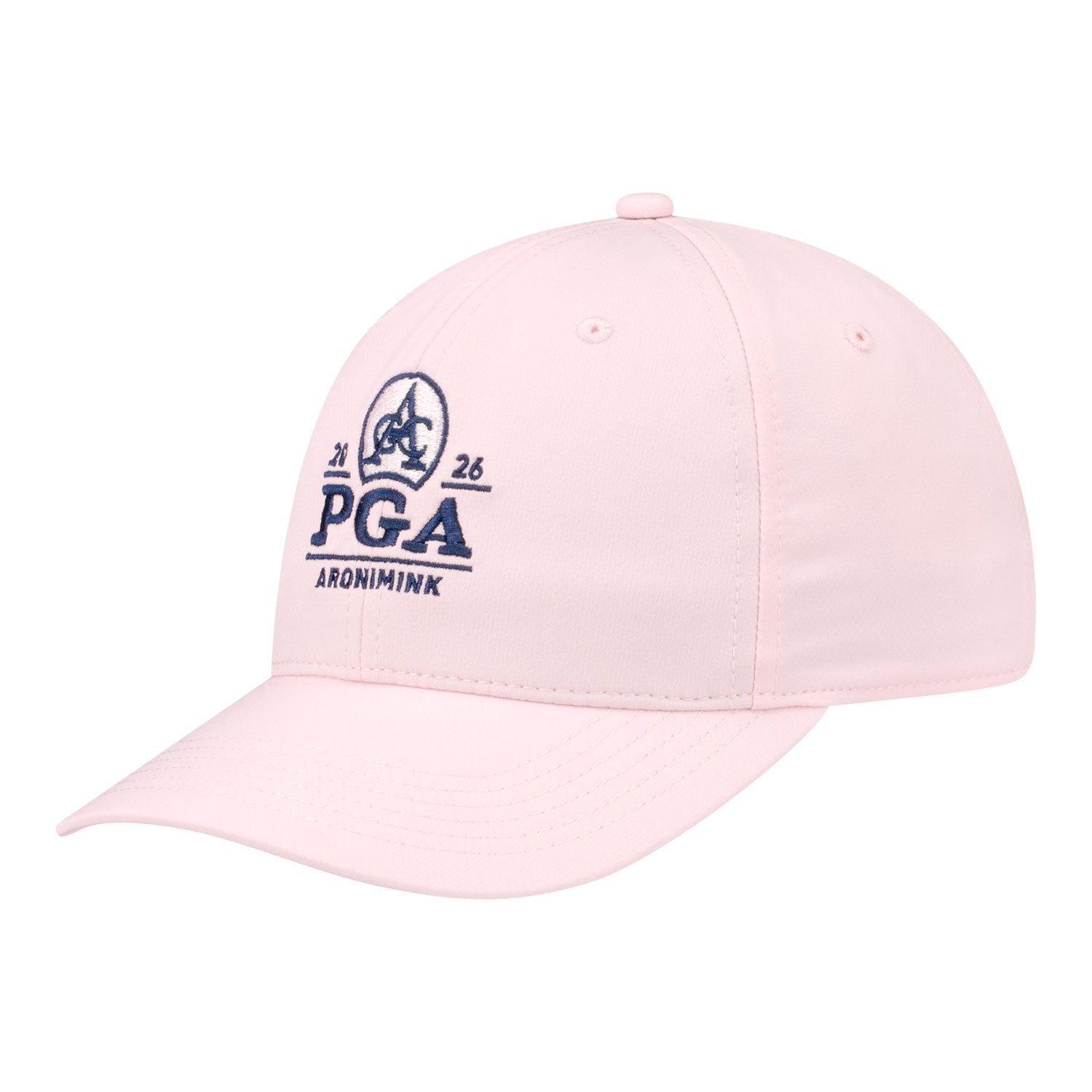 Ahead 2026 PGA Championship Women's Tech Logo & Trophy Hat in Soft Pink - Angled Front Right View