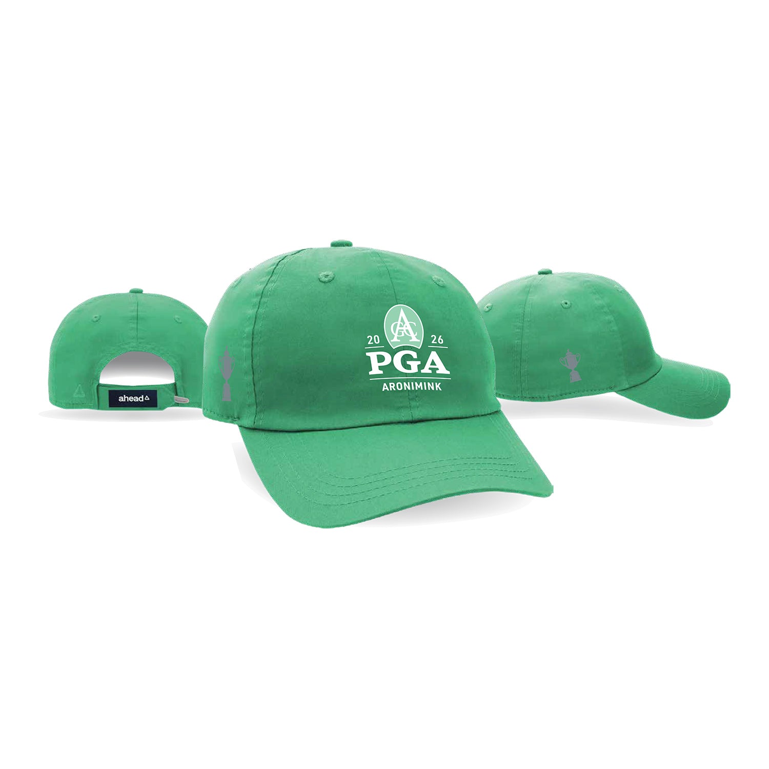 Ahead 2026 PGA Championship Cotton Logo & Trophy Hat in Spruce - All Sides View