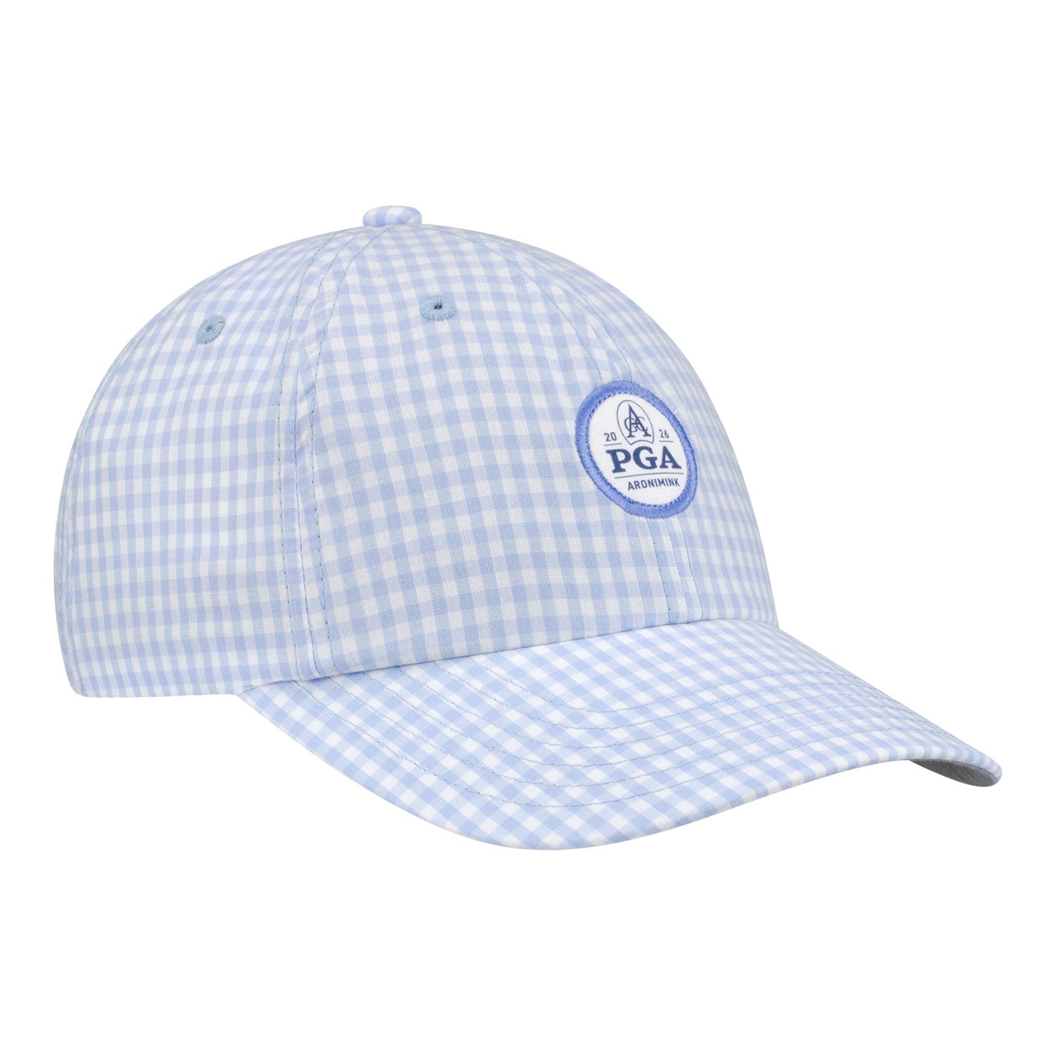 Ahead 2026 PGA Championship Women's Gingham Cotton Hat in Chambray Blue - Angled Front Left View