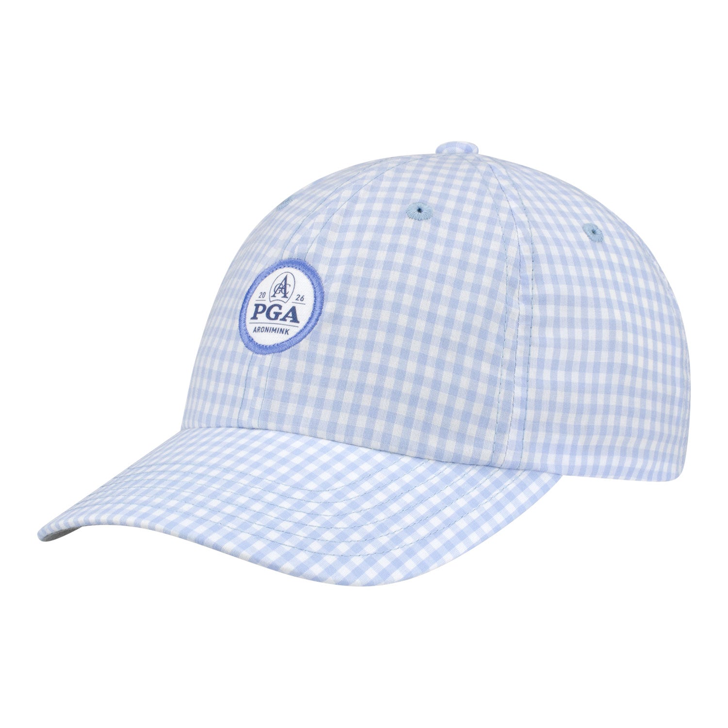 Ahead 2026 PGA Championship Women's Gingham Cotton Hat in Chambray Blue - Angled Front Left View