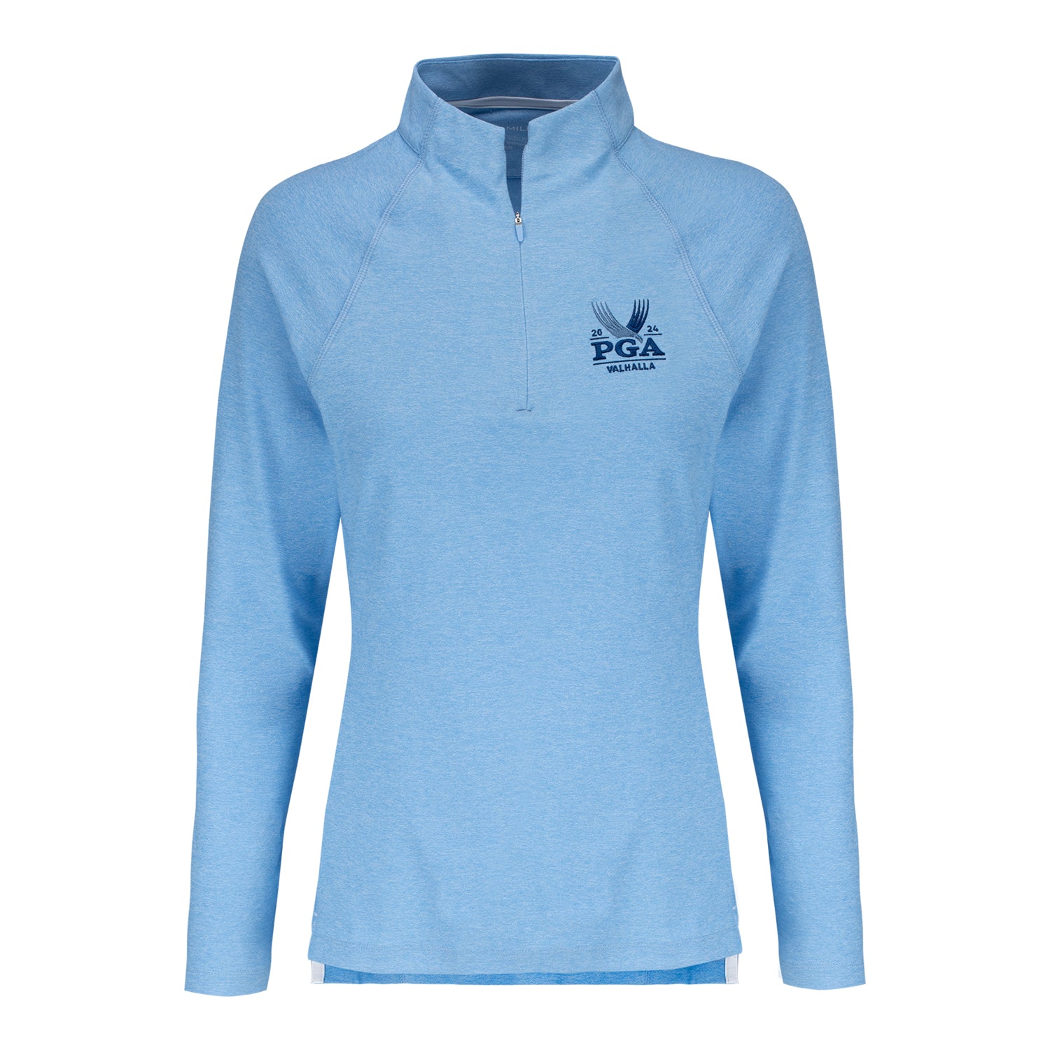 Peter Millar 2024 PGA Championship Women's Melange Perth Quarter Zip in Cottage Blue - Front View