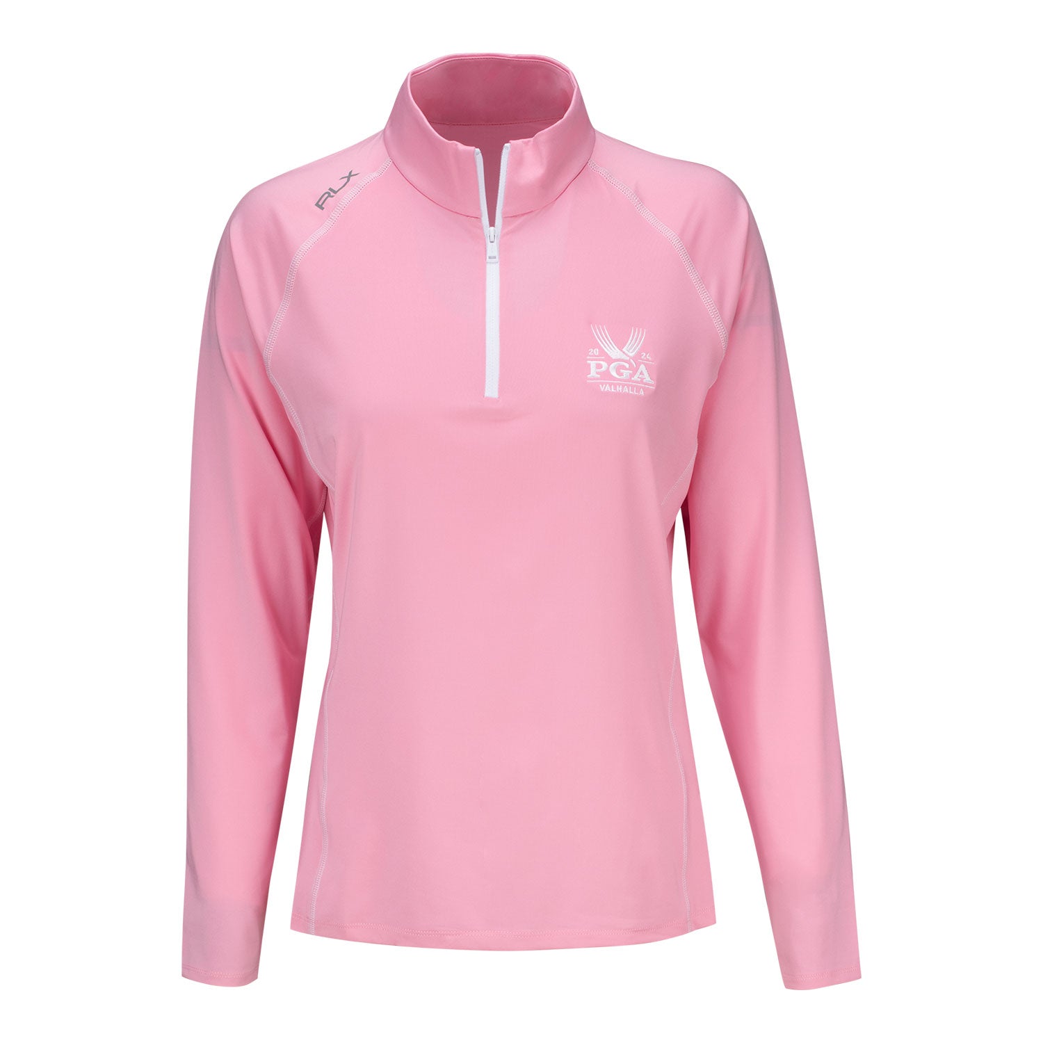 Ralph Lauren 2024 PGA Championship Ladies Lightweight Airflow Quarter Zip in Pink - Front View
