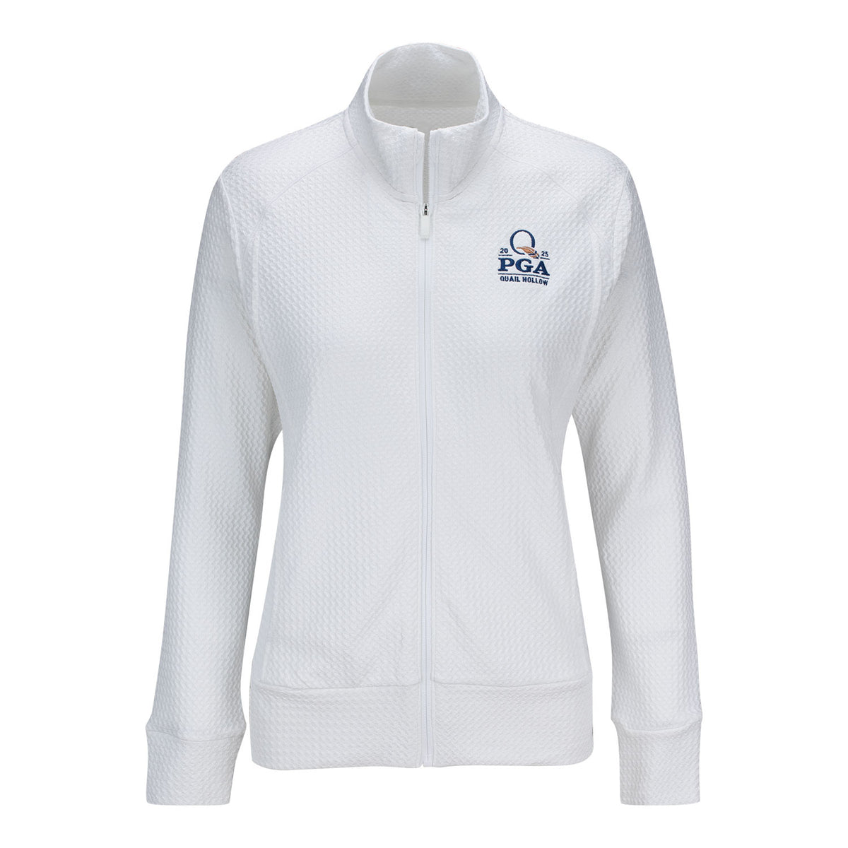 Adidas 2025 PGA Championship Women&#39;s Textured Jacket in White - Front View