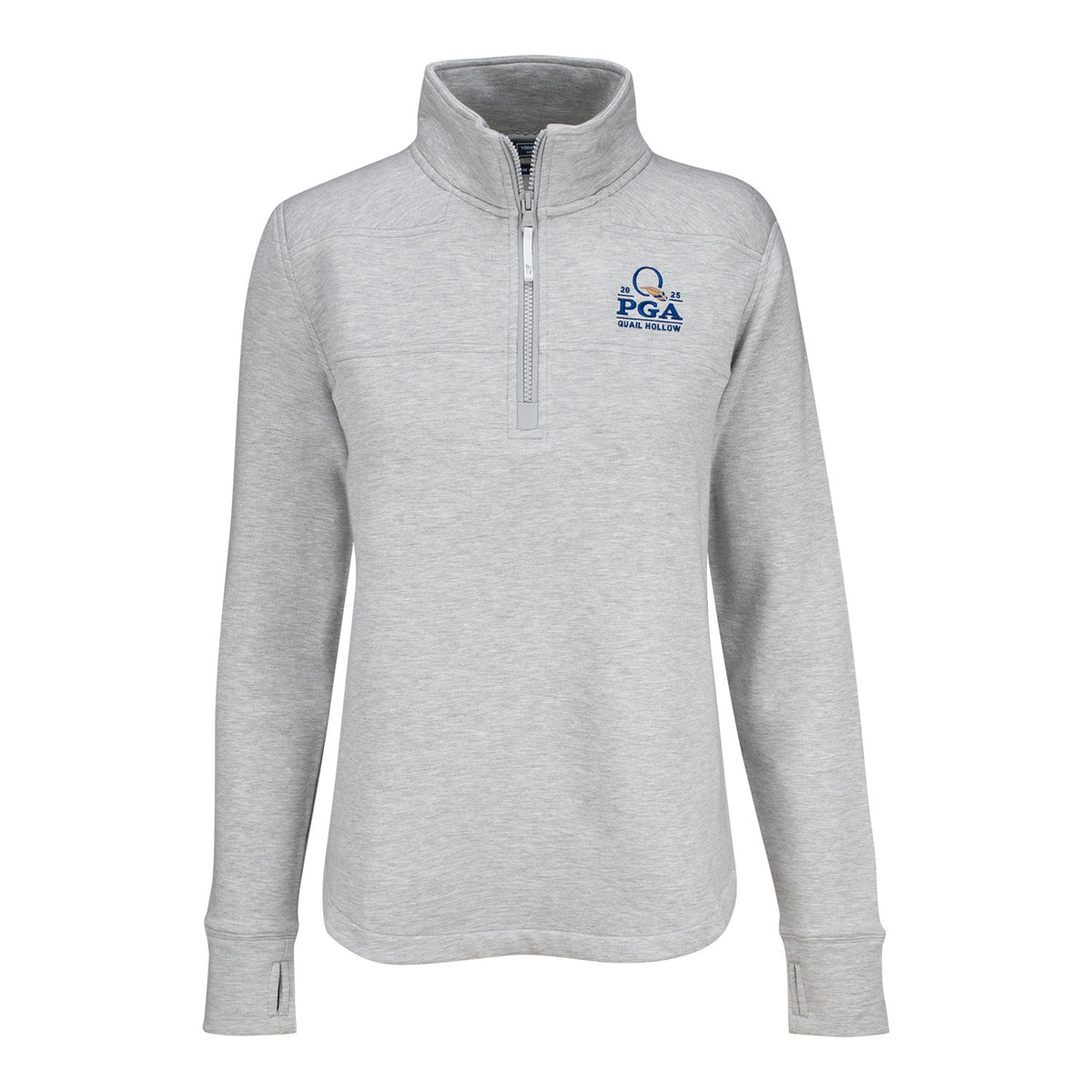 Vineyard Vines 2025 PGA Championship Women&#39;s Dreamcloth Shep Quarter Zip in Grey - Front View