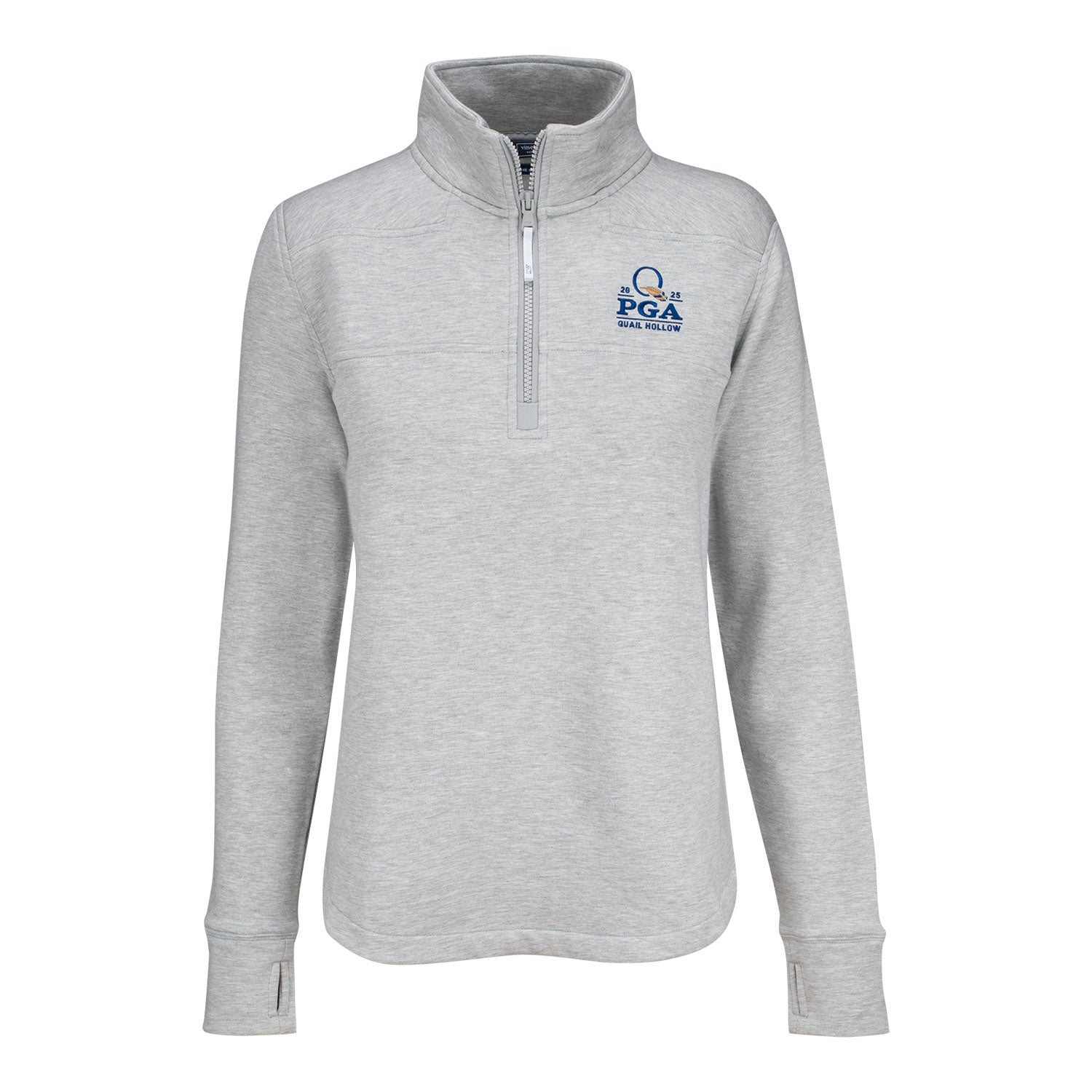 Vineyard Vines 2025 PGA Championship Women's Dreamcloth Shep Quarter Zip in Grey - Front View