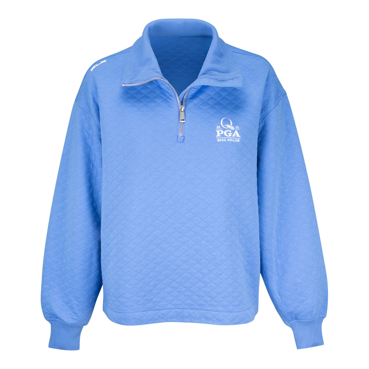 Ralph Lauren 2025 PGA Championship Women&#39;s Double Knit Quilted Quarter Zip in Summer Blue - Front View