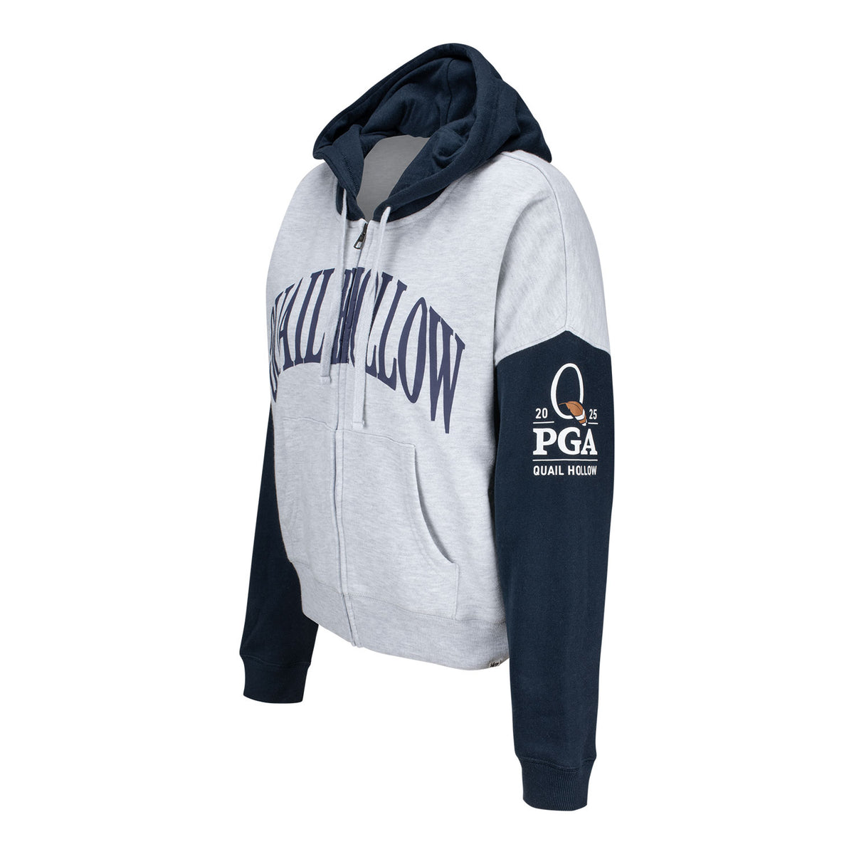 &#39;47 Brand 2025 PGA Championship Women&#39;s Ripley Colorblock Full Zip in Grey and Navy - Left Side View