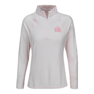 Peter Millar 2025 PGA Championship Ladies Melange Raglan Sleeve Perth in Pearl Pink - Front View