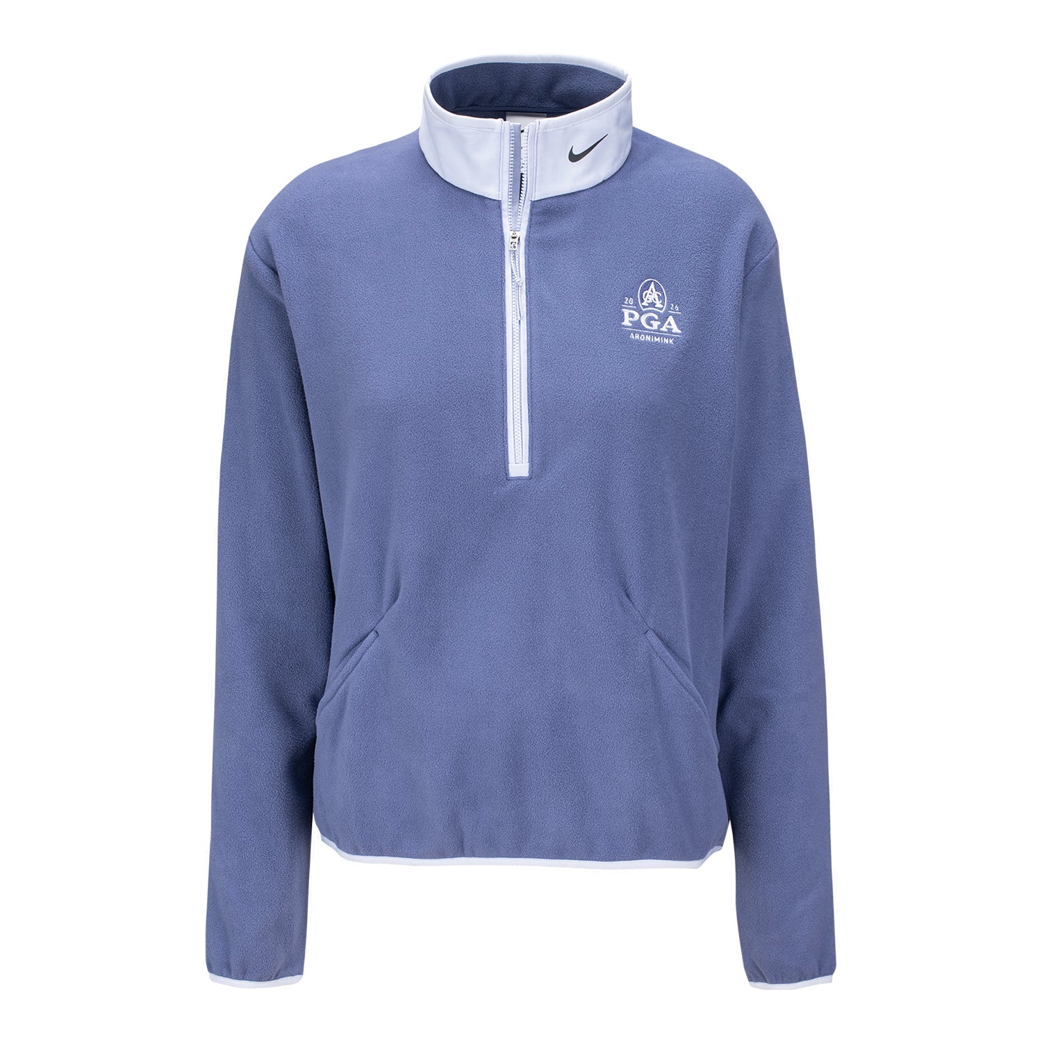 Nike 2026 PGA Championship Women's Victory Fleece Quarter Zip in Sanded Purple and Ghost - Front View
