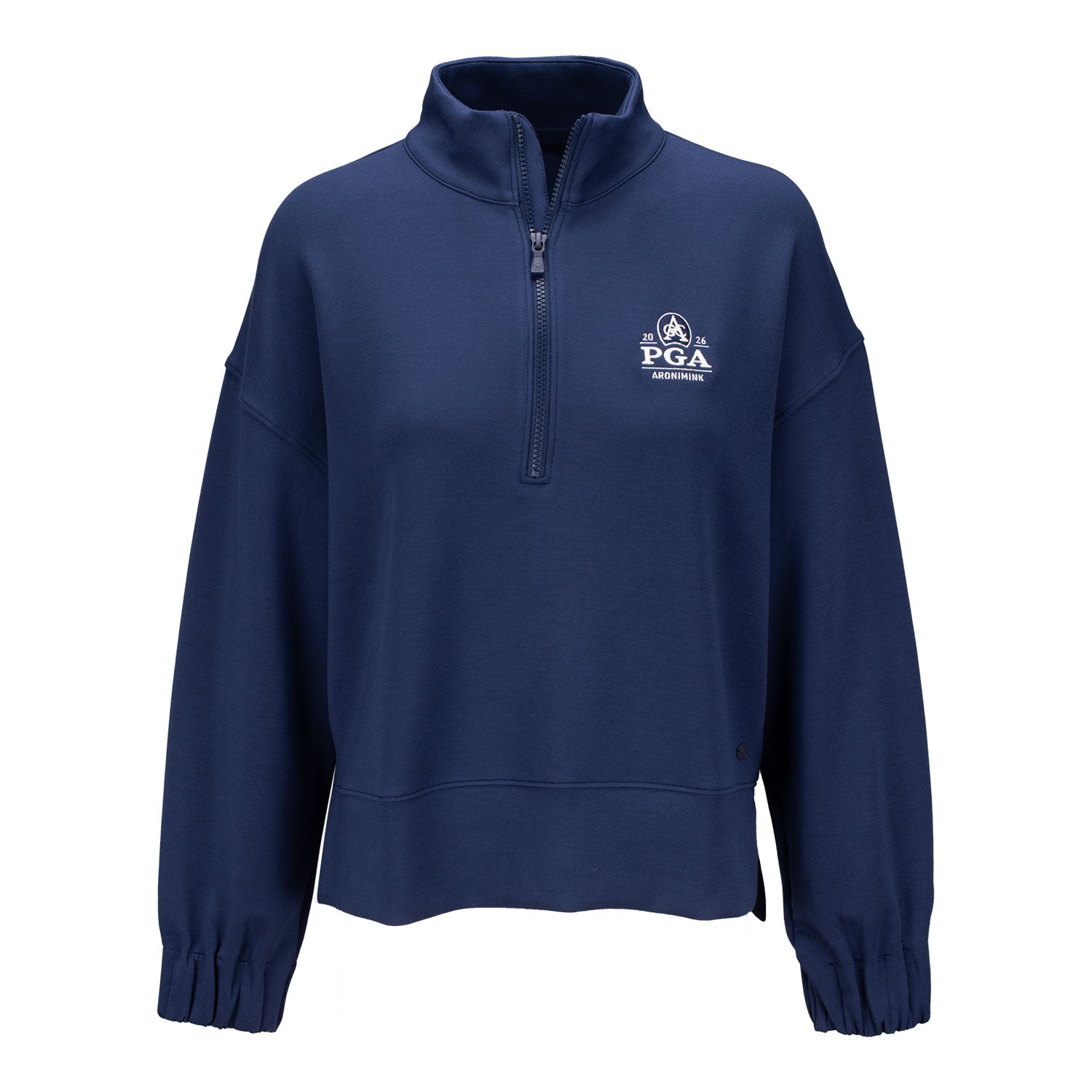 Peter Millar 2026 PGA Championship Women's Flora Knit Half Zip Pullover in Navy - Front View