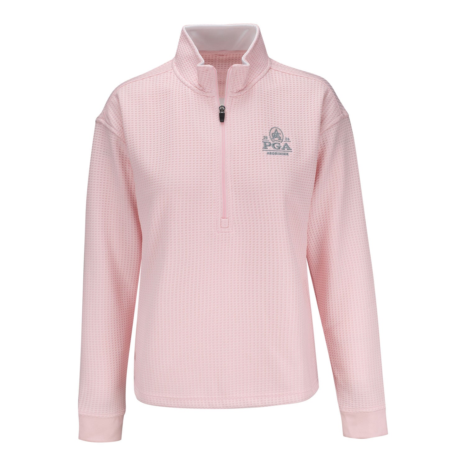 Straight Down 2026 PGA Championship Women's Opal Quarter Zip in Soft Pink - Front View