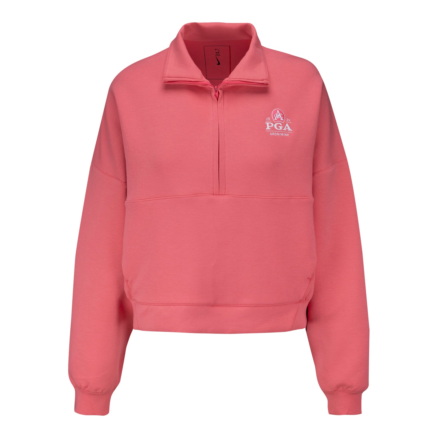 Nike 2026 PGA Championship Women's 24.7 ImpossiblySoft Half Zip in Sea Coral - Front View