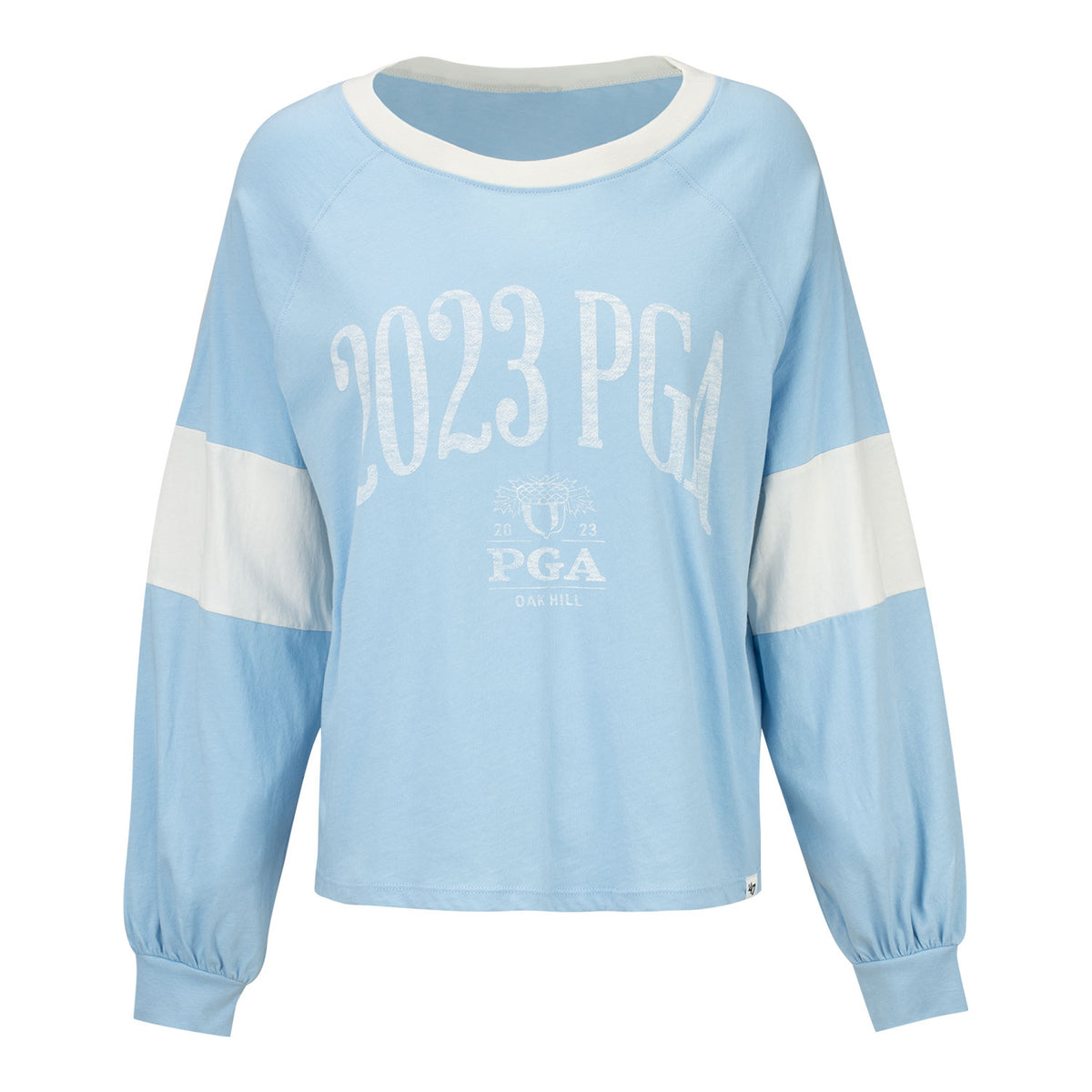 &#39;47 Brand 2023 PGA Championship Upside Rhea Long Sleeve T-Shirt in Blue- Front View