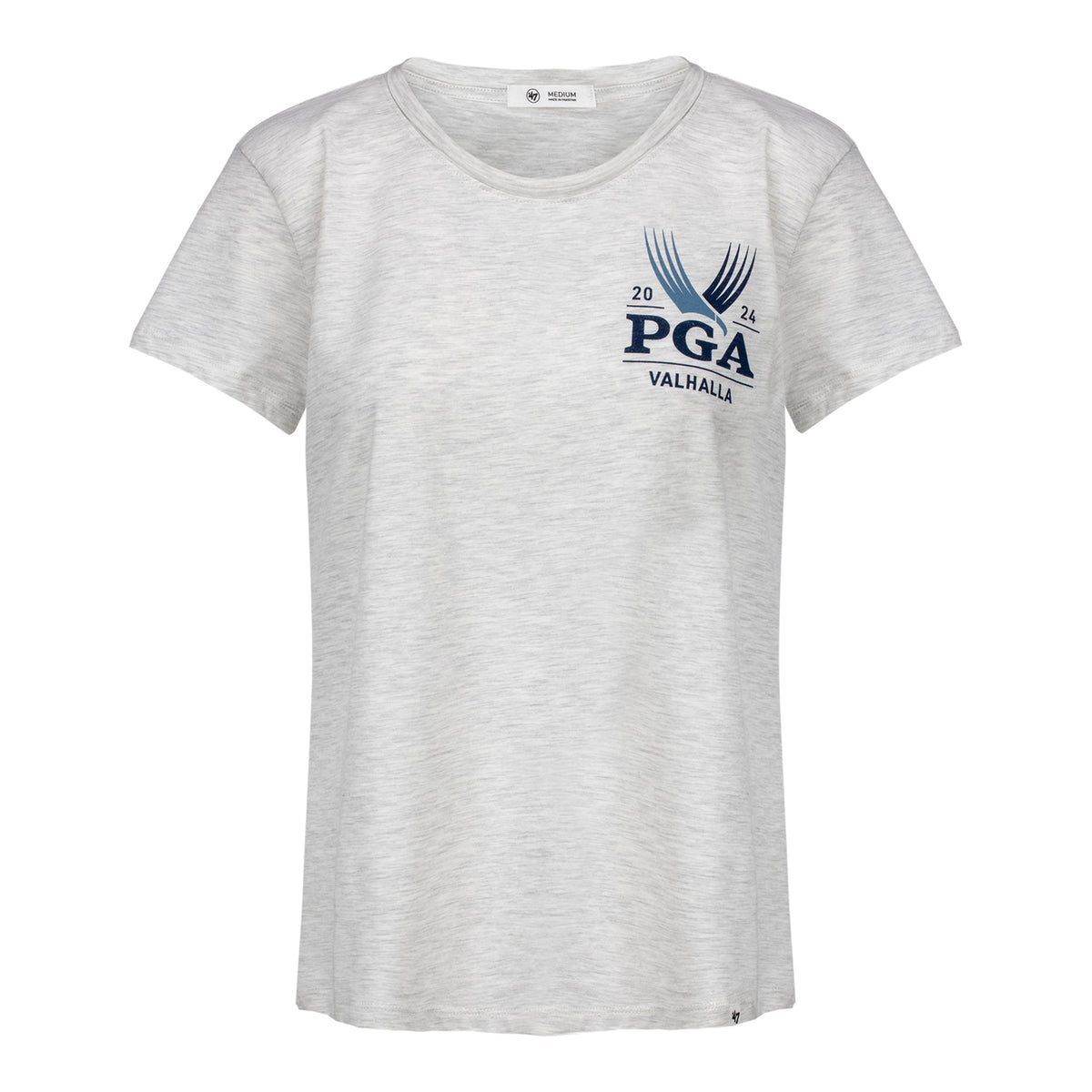 47 Brand 2024 PGA Championship Women&#39;s Premier Frankie Short Sleeve Tee in Relay Grey - Front View