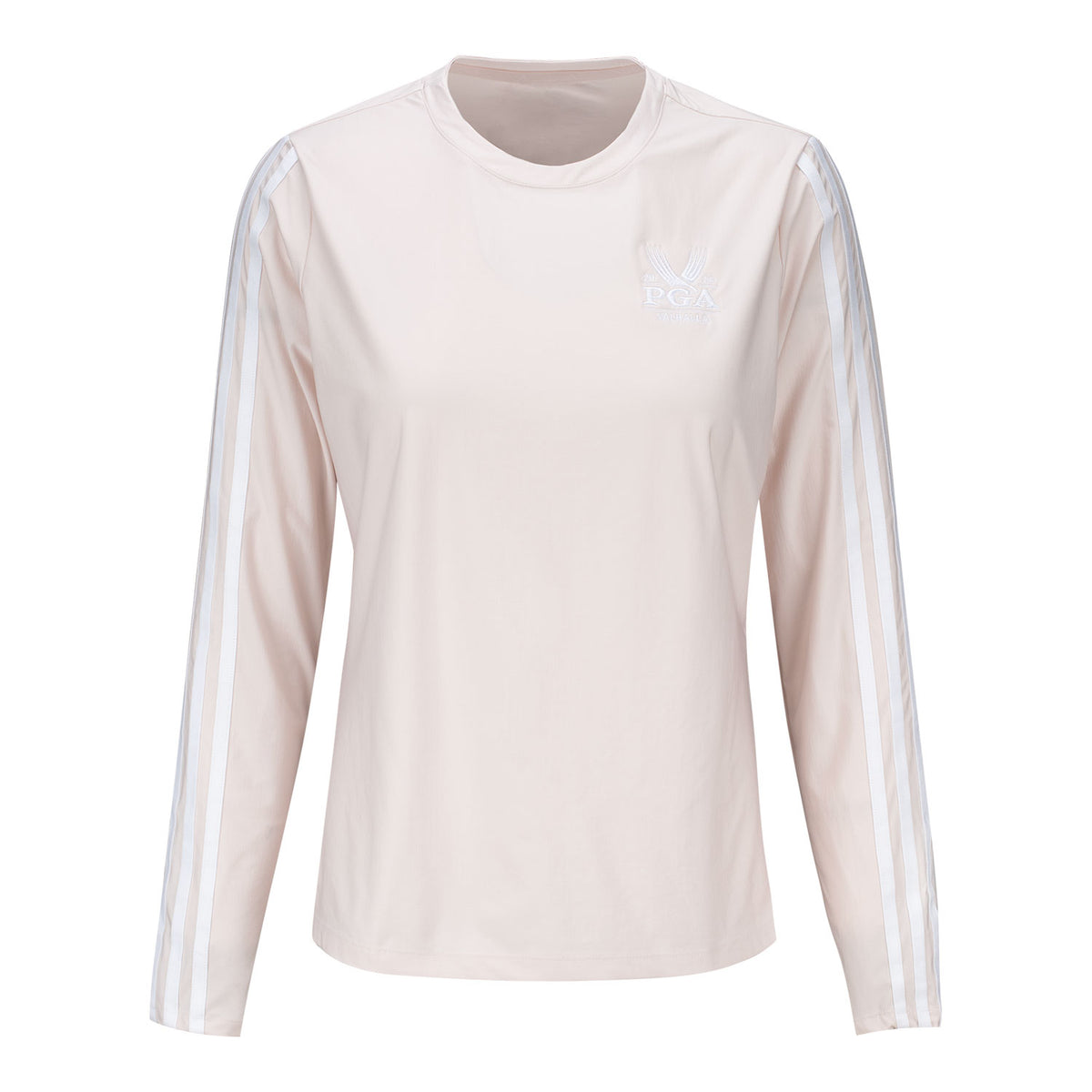 Adidas 2024 PGA Championship Ladies Twistknit Long Sleeve Shirt in Putty Mauve - Front View