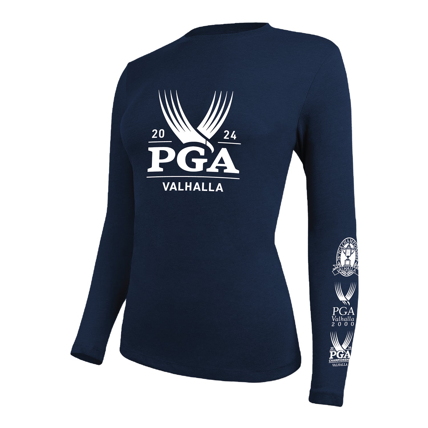 Ahead 2024 PGA Championship Ladies Collage Sleeve Long Sleeve T-Shirt in Navy - Front View