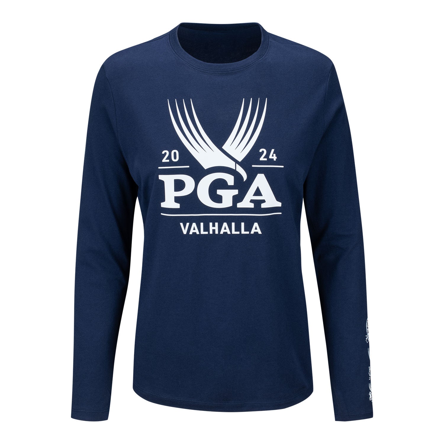 Ahead 2024 PGA Championship Ladies Collage Sleeve Long Sleeve T-Shirt in Navy - Front View
