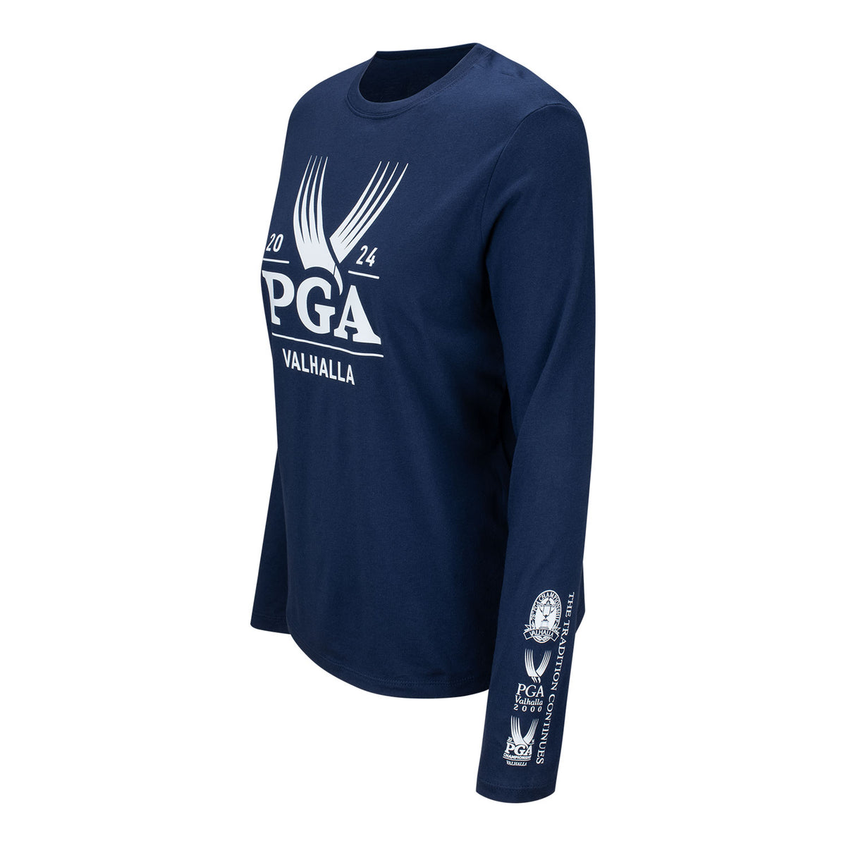 Ahead 2024 PGA Championship Ladies Collage Sleeve Long Sleeve T-Shirt in Navy - Left Side View