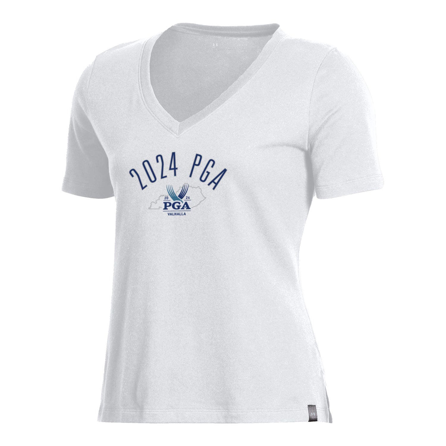 Under Armour 2024 PGA Championship Ladies Event V-Neck T-Shirt in White - Front View