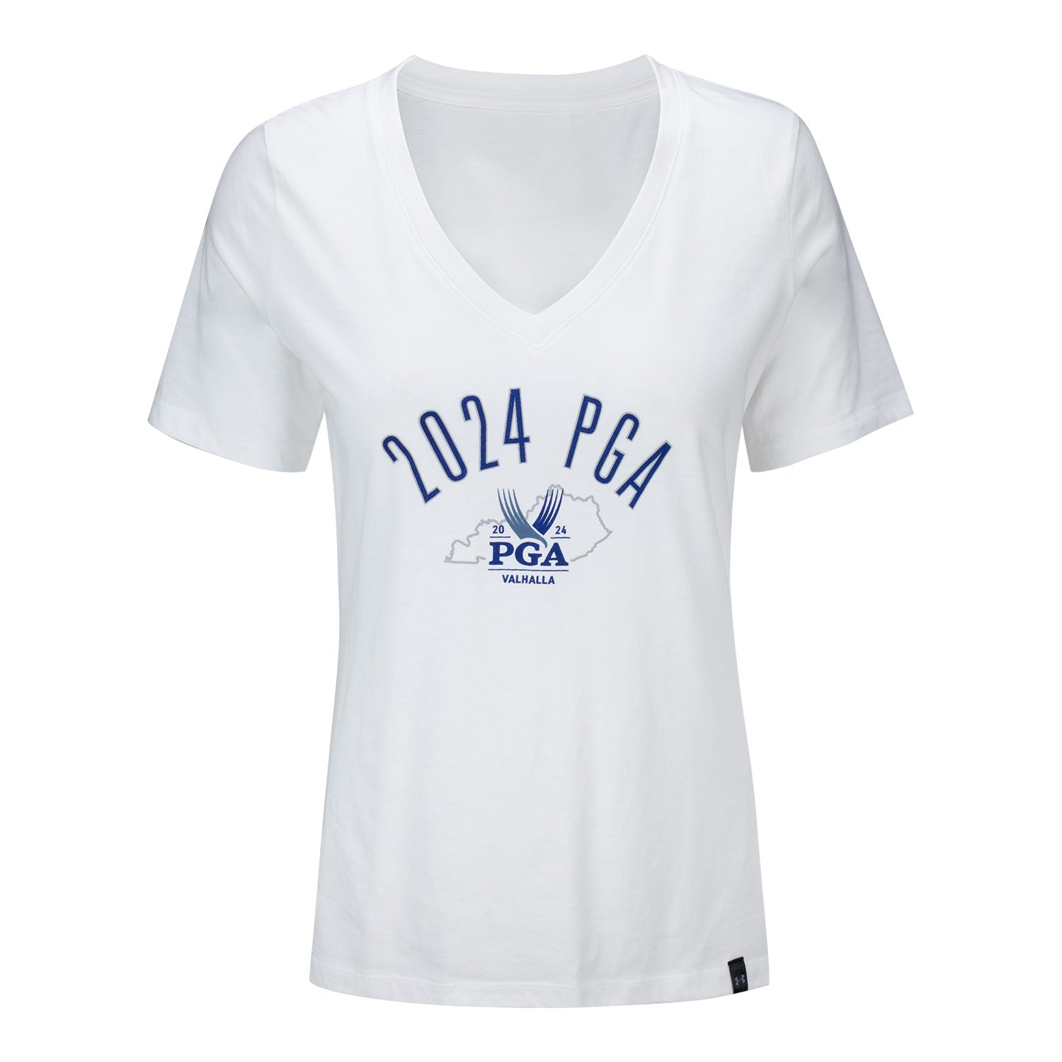Under Armour 2024 PGA Championship Ladies Event V-Neck T-Shirt in White - Front View