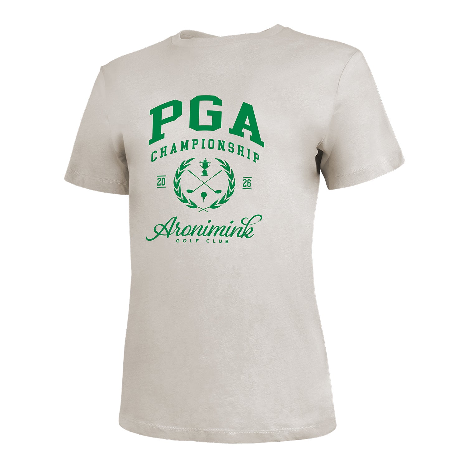 Ahead 2026 PGA Championship Women's Cross Clubs T-Shirt in Bone - Front View