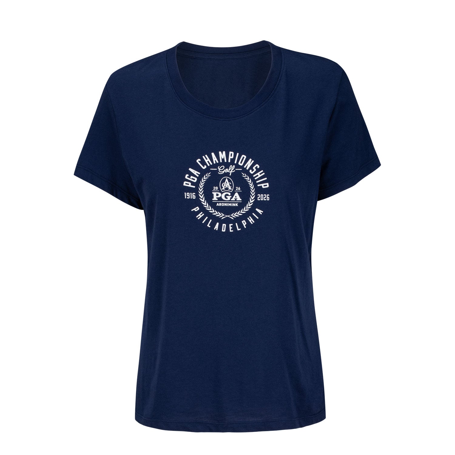 Under Armour 2026 PGA Championship Women's Performance Cotton Crew T-Shirt in Midnight Navy - Front View