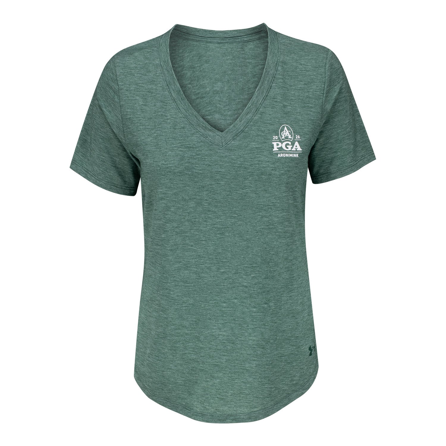 Under Armour 2026 PGA Championship Women's Breezy V-Neck T-Shirt in Forest Green - Front View