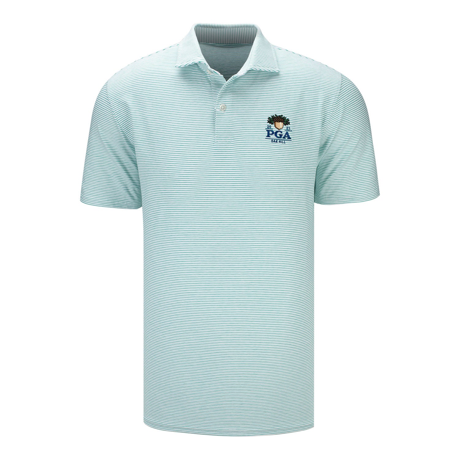 Holderness & Bourne 2023 PGA Championship The Nagle Polo in Green and White- Front View